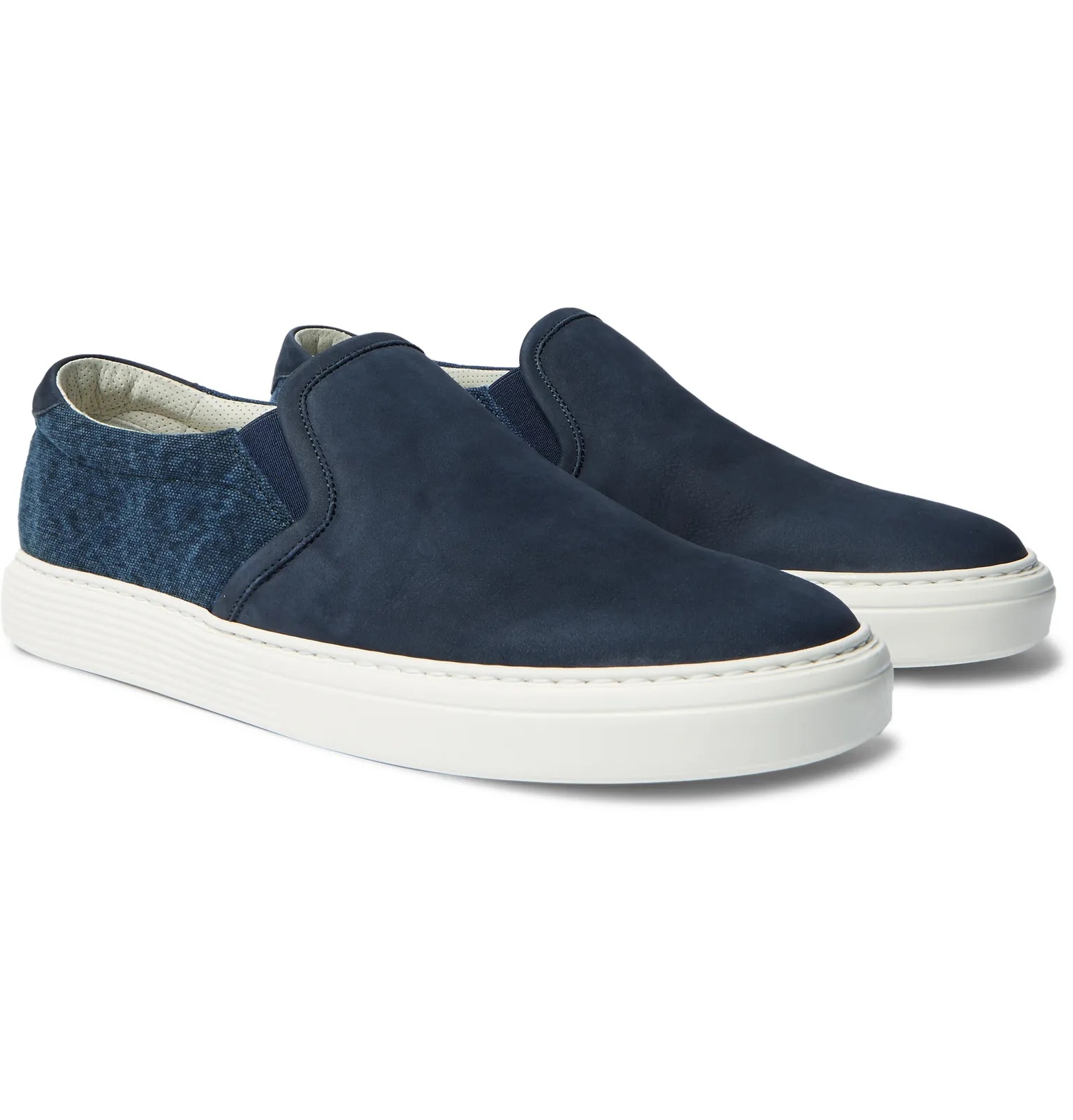 Nubuck and Canvas Slip-On Sneakers - 2