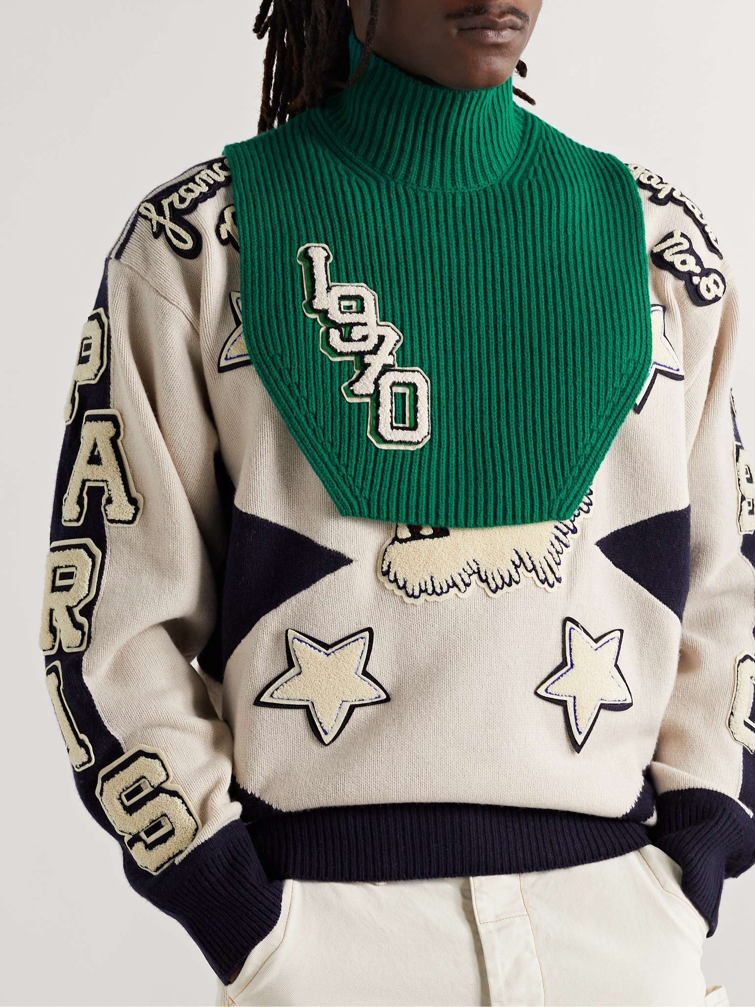 Logo-Appliquéd Knitted Bib - 2