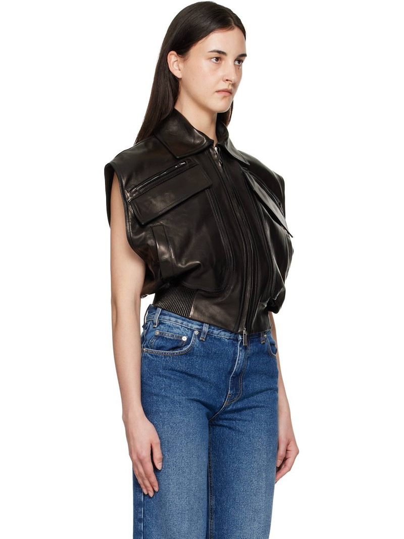 Black Embossed-Logo Leather Vest 2