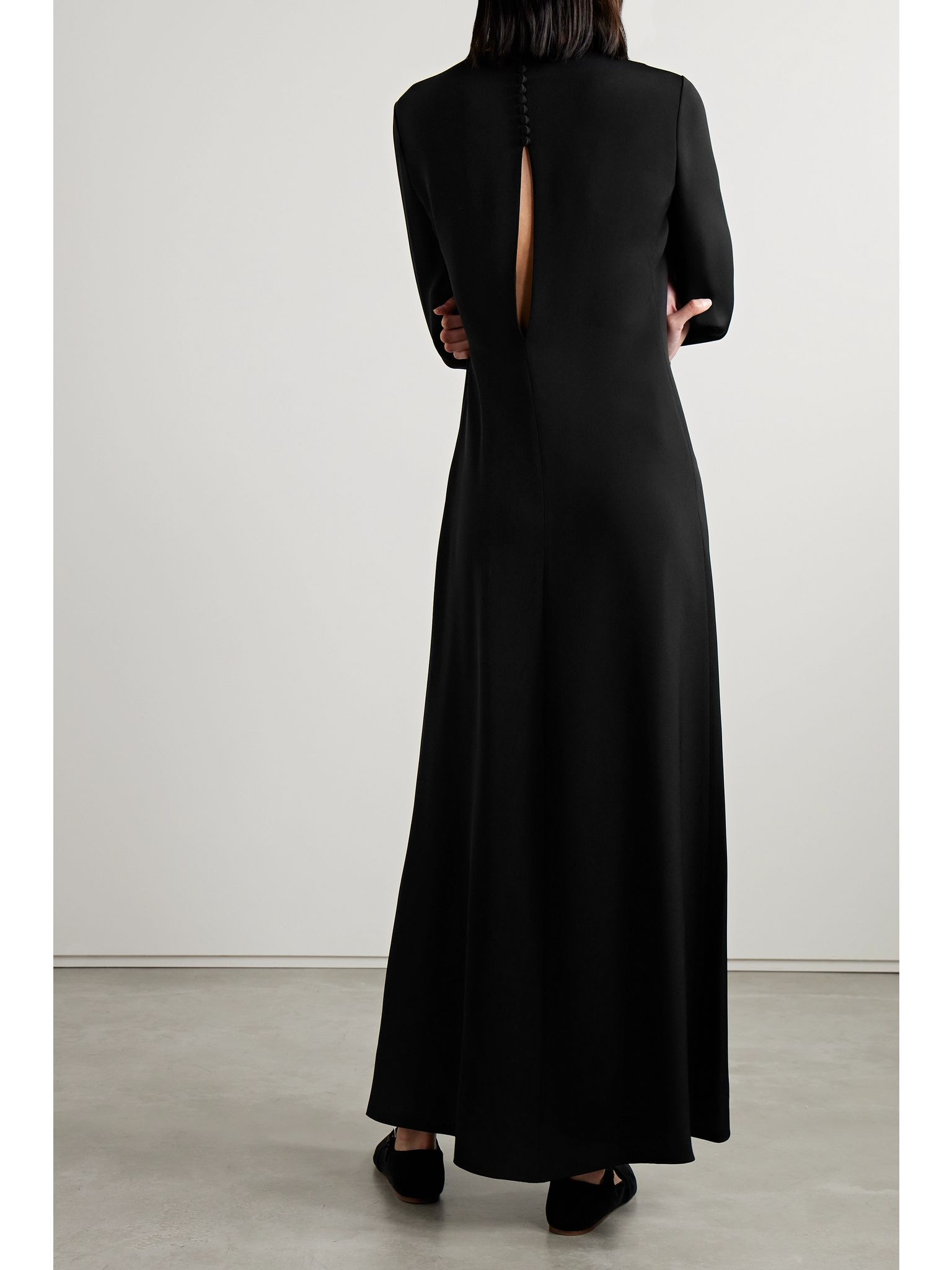Angelica cutout silk-cady maxi dress Black - 3