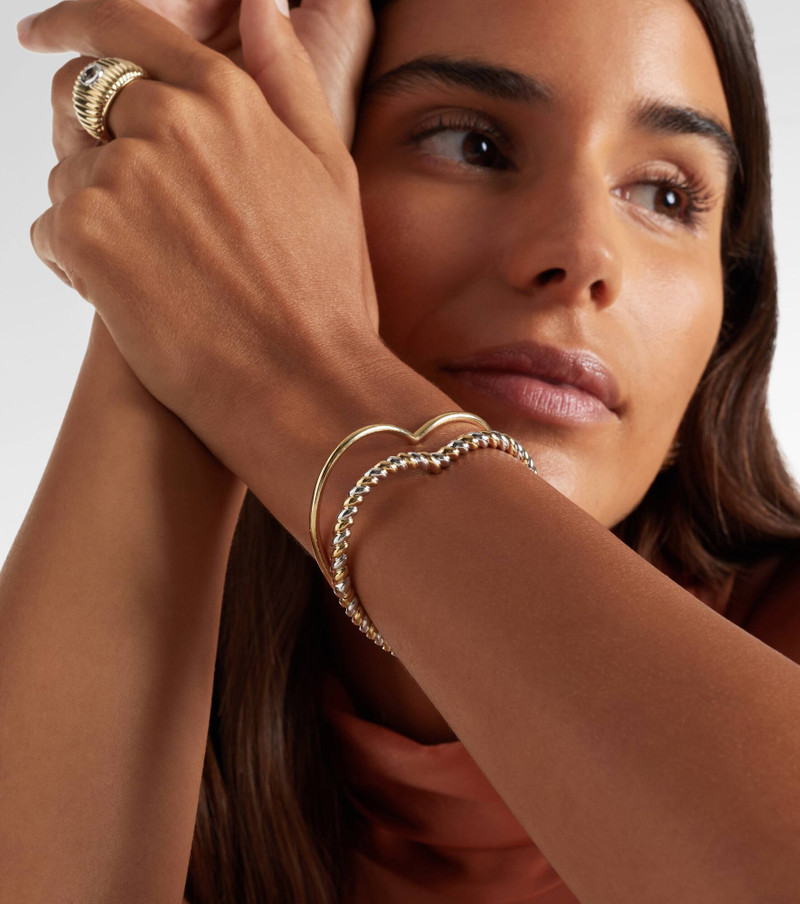 Yvonne Léon Jonc Cœur 9kt gold and white gold bangle outlook