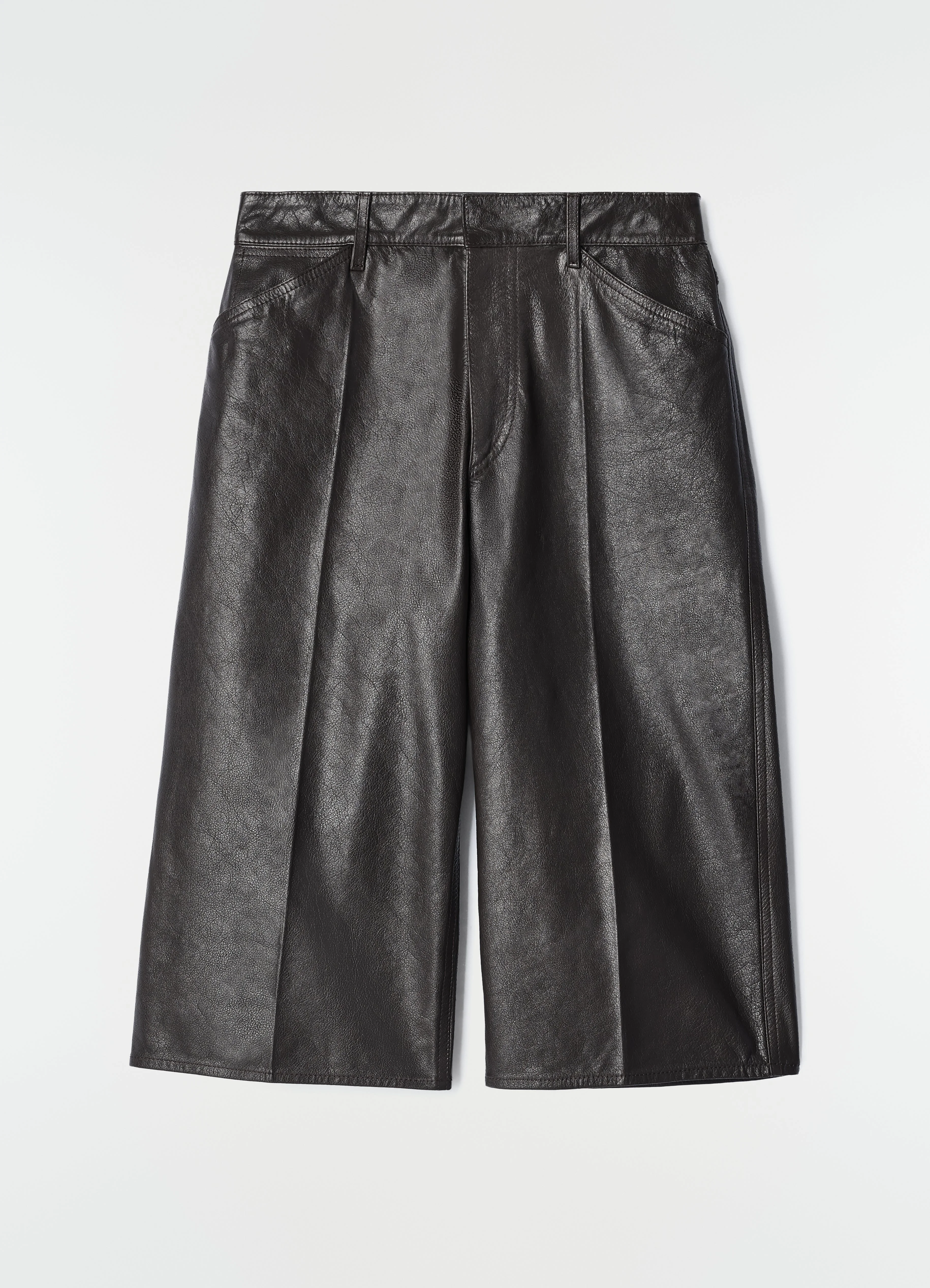 LEATHER BERMUDAS IN GLOSSY COW LEATHER - 1