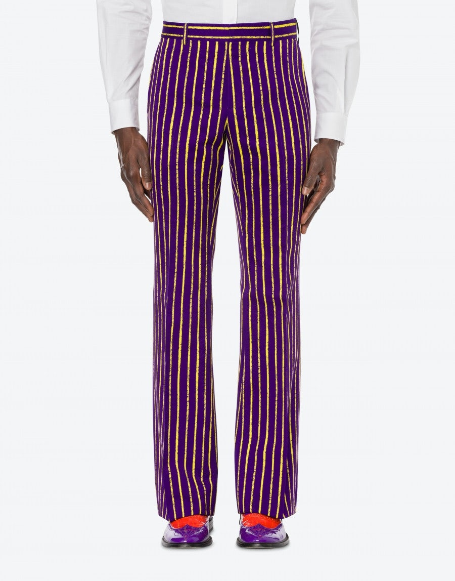 PINSTRIPES PRINT TWILL FLARE TROUSERS - 2