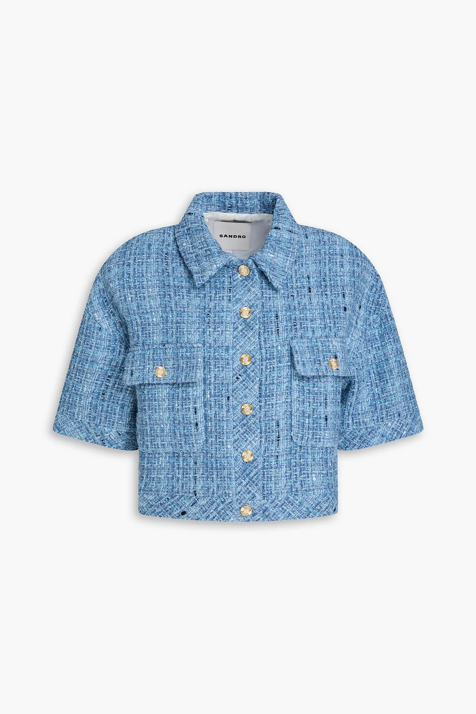 Cropped metallic tweed jacket - 1