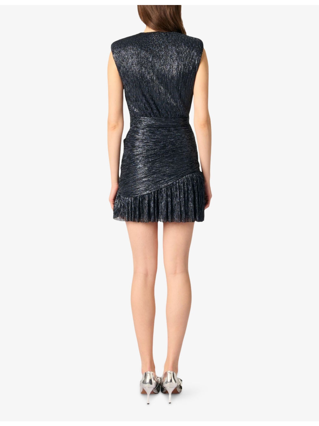 Wrap-Neck Draped-Waist Woven Mini Dress - 4