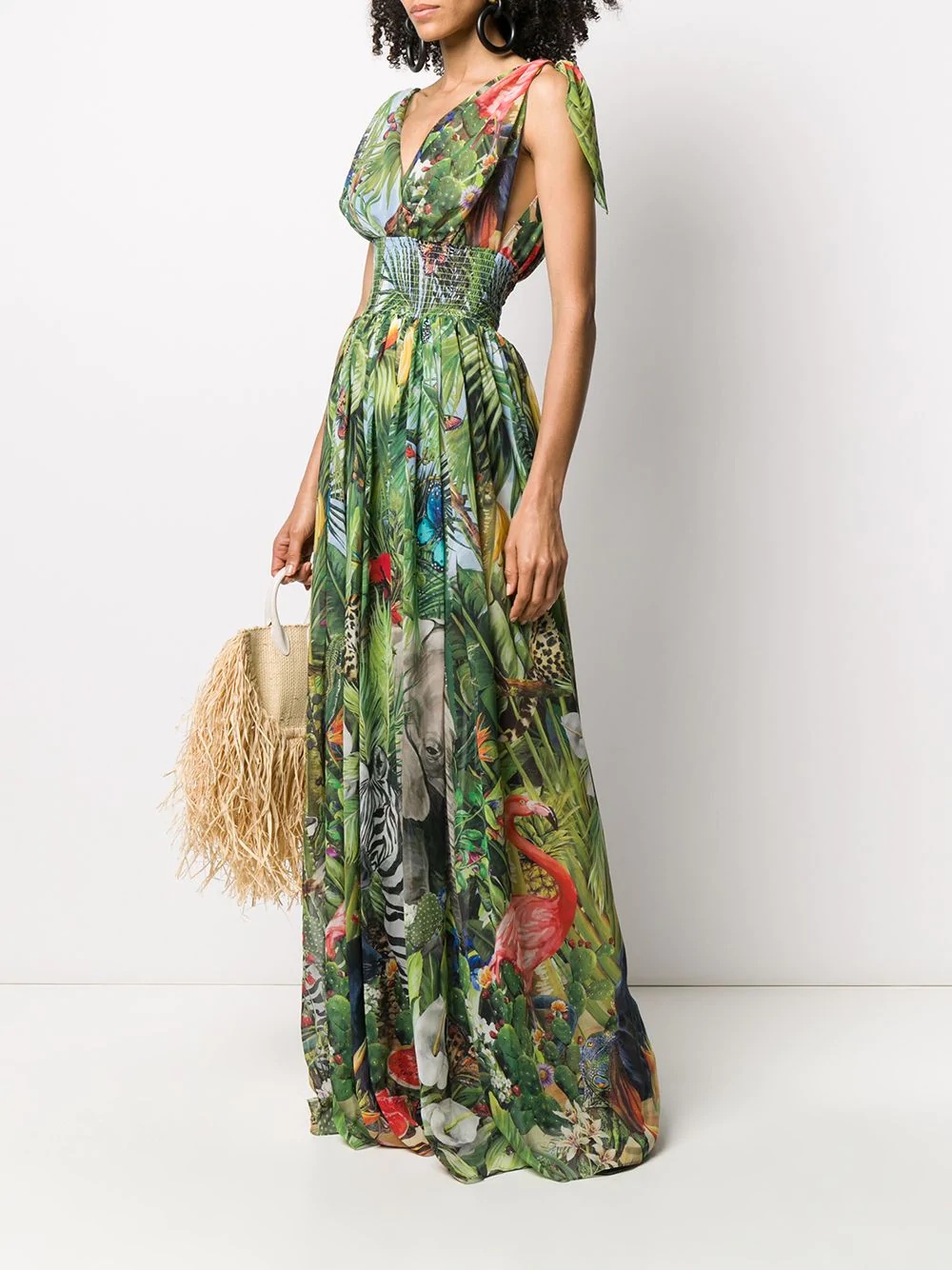 jungle-print long dress - 2