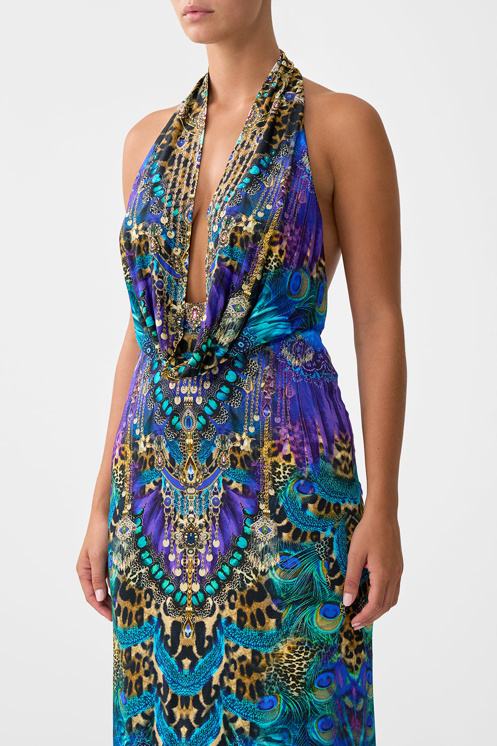 DEEP COWL PLUNGE DRESS - 5