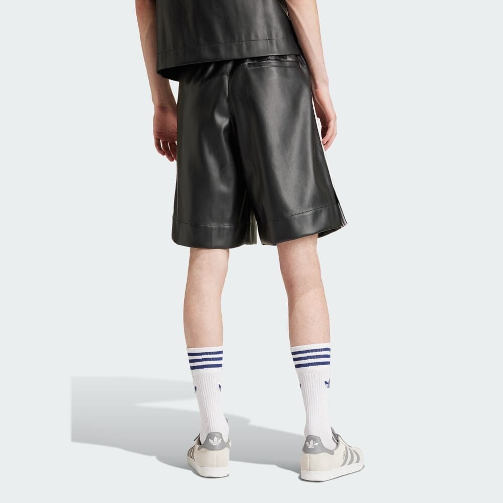 adidas Faux Leather Adicolor 3-Stripes Shorts Asia Sizing 'Black' IZ4043 - 4