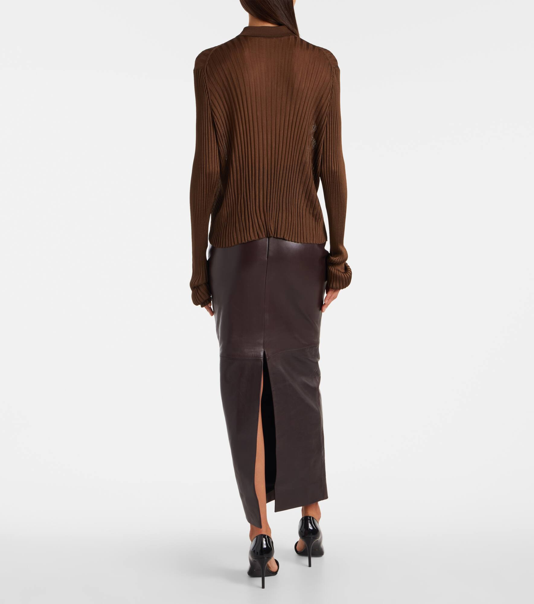 Vin ribbed-knit sheer polo shirt - 3