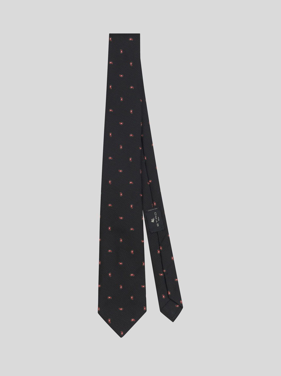 SILK TIE WITH MICRO PAISLEY - 1