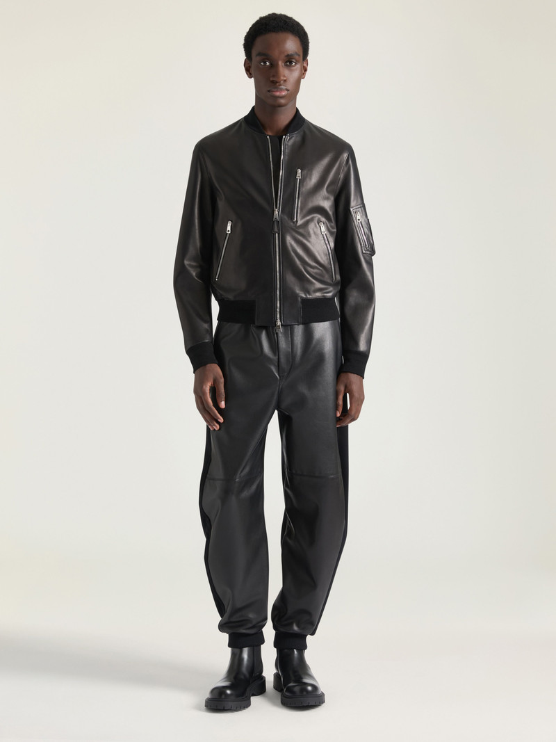 Givenchy JOGGER PANTS IN LEATHER AND WOOL outlook