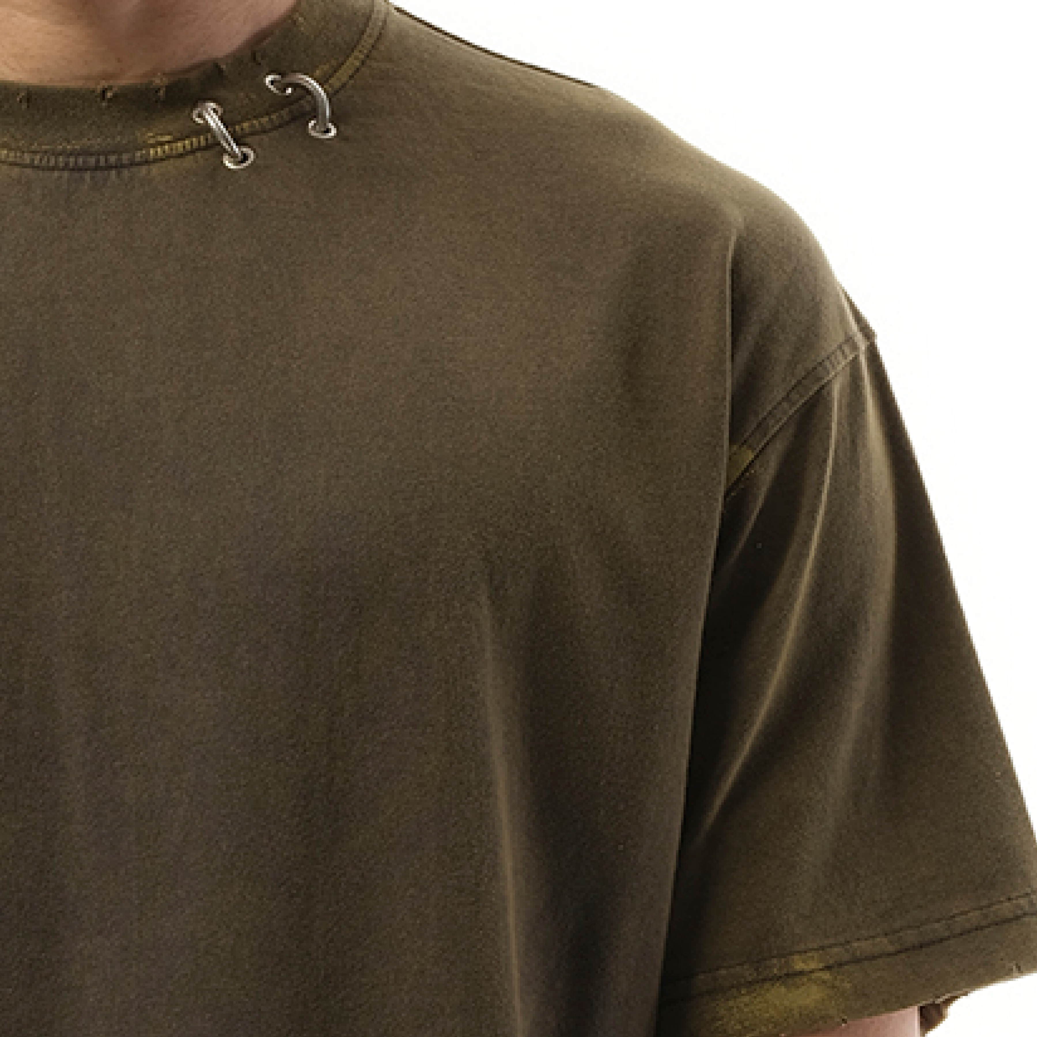 Piercing Detail T-Shirt in Charcoal - 3