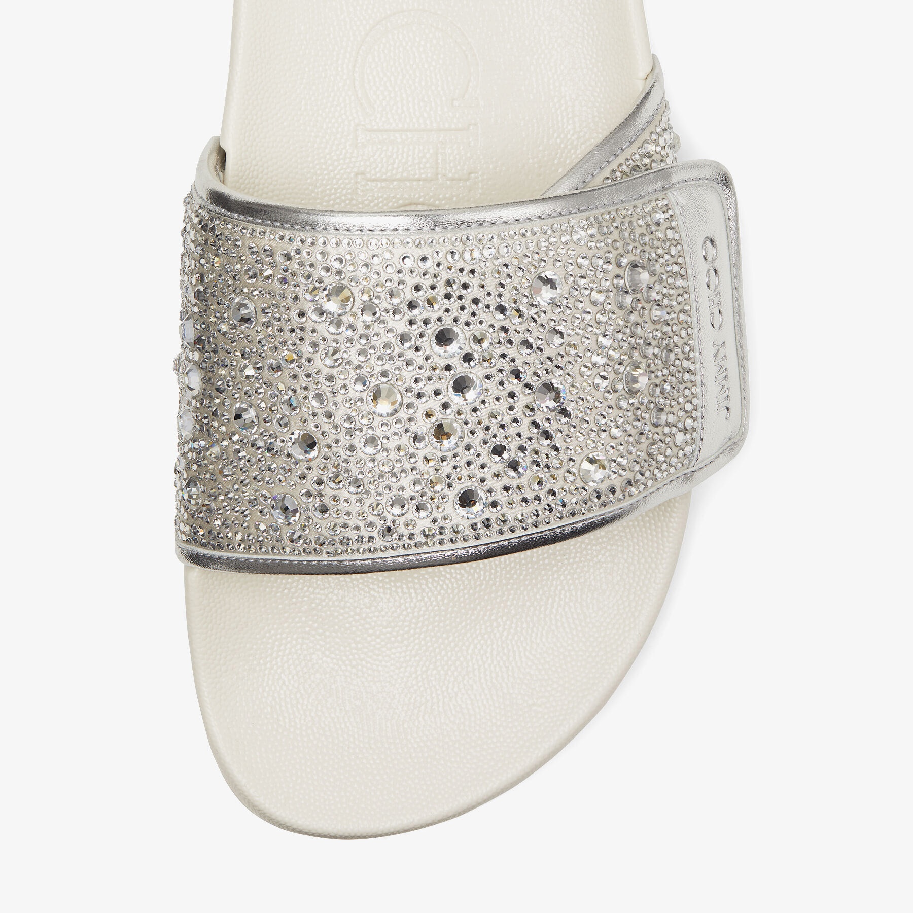 Fitz/M
Ivory Satin and Metallic Nappa Slides with Crystal Embellishment - 3