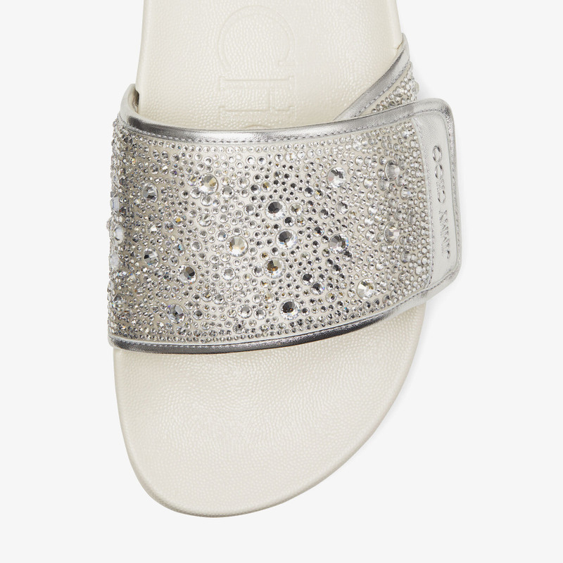 Fitz/M
Ivory Satin and Metallic Nappa Slides with Crystal Embellishment 3