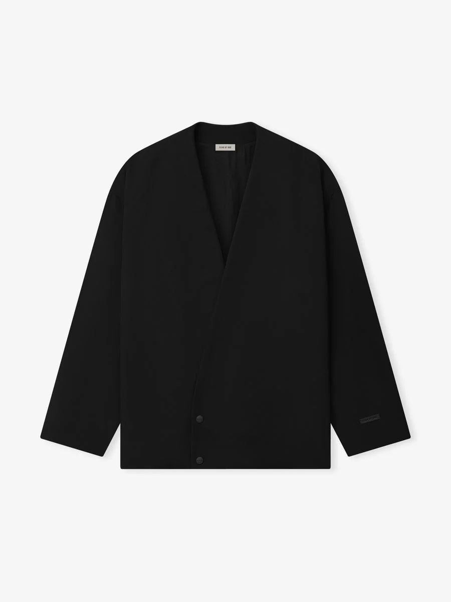 Relaxed Cropped Lapelless Jacket - 1