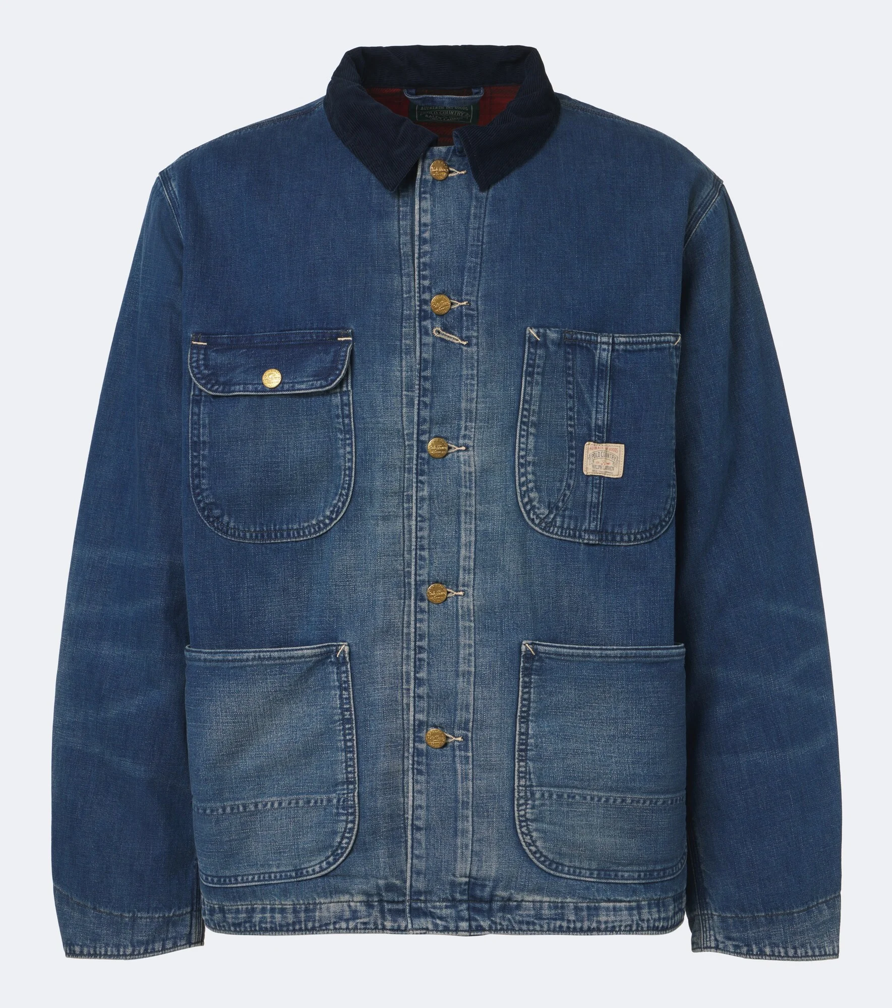 Corduroy-trimmed denim jacket - 1