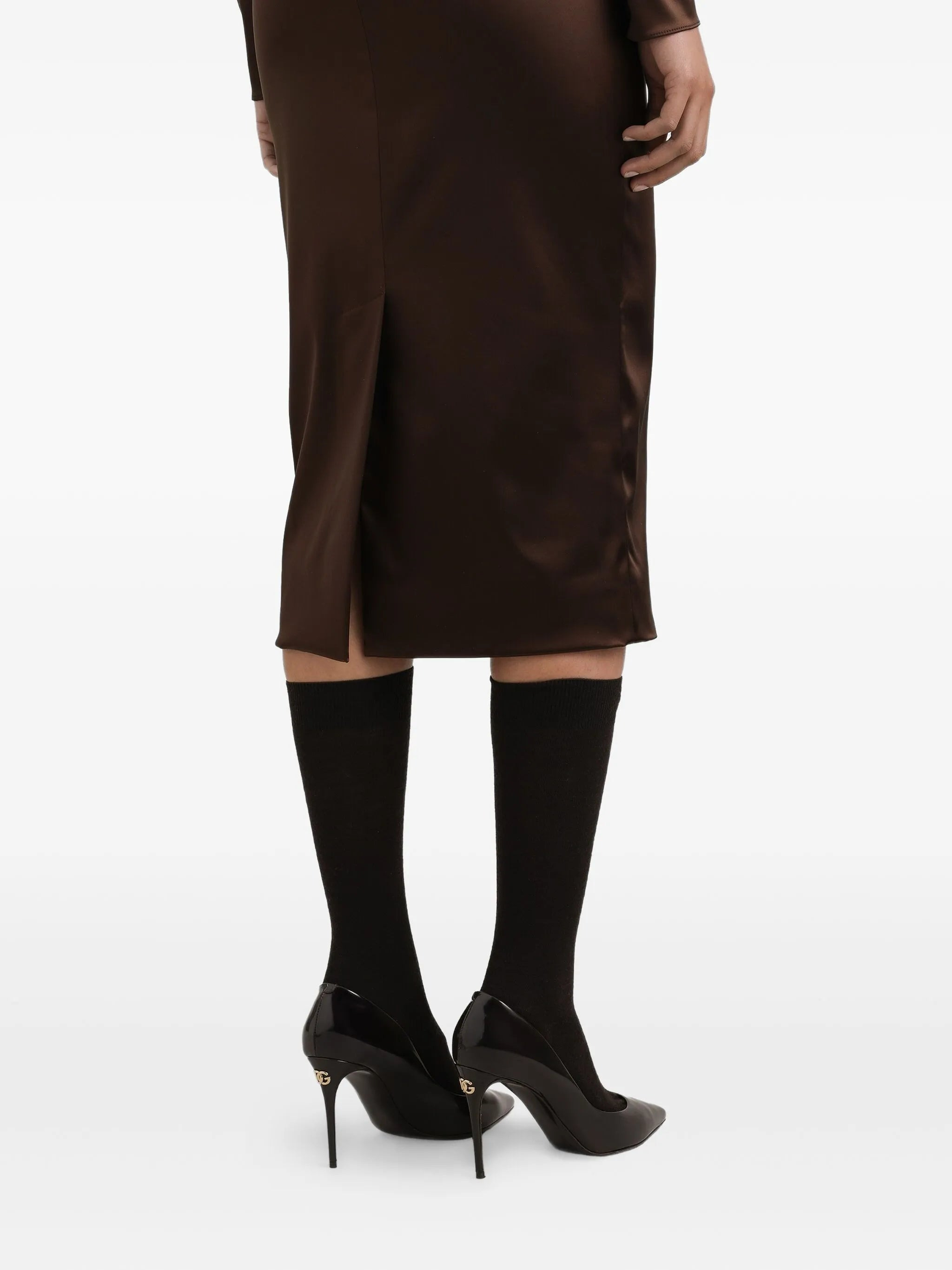 Dolce & Gabbana Square-neck Satin Midi Dress - 5