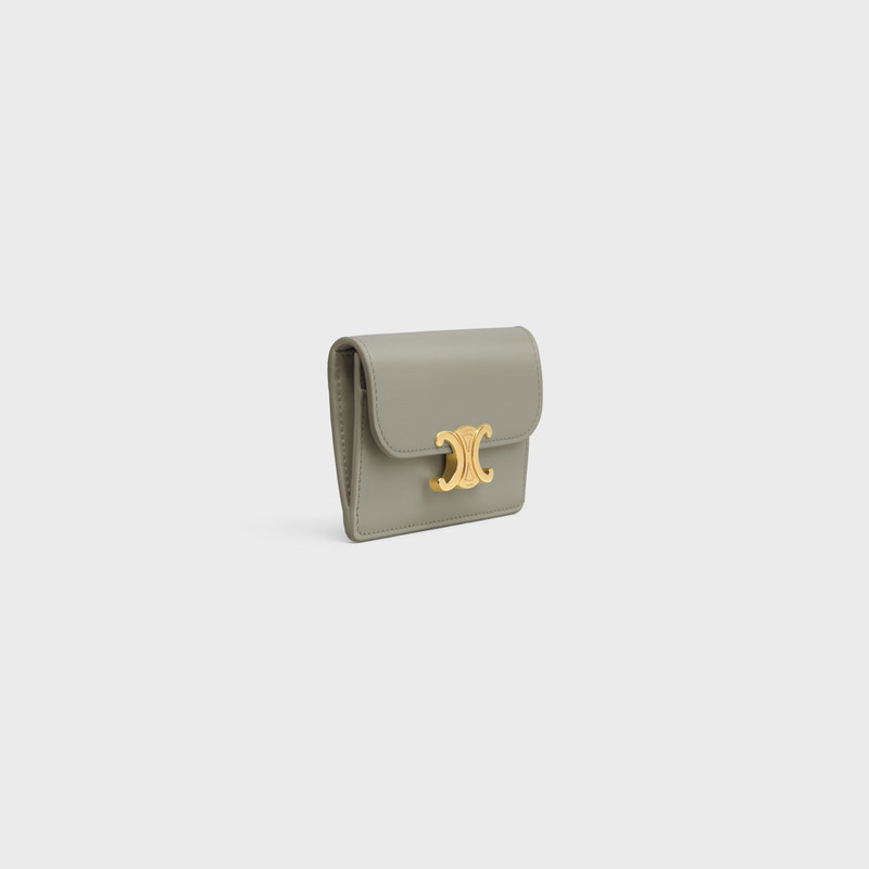 CELINE CARD HOLDER WITH FLAP TRIOMPHE in Shiny calfskin outlook