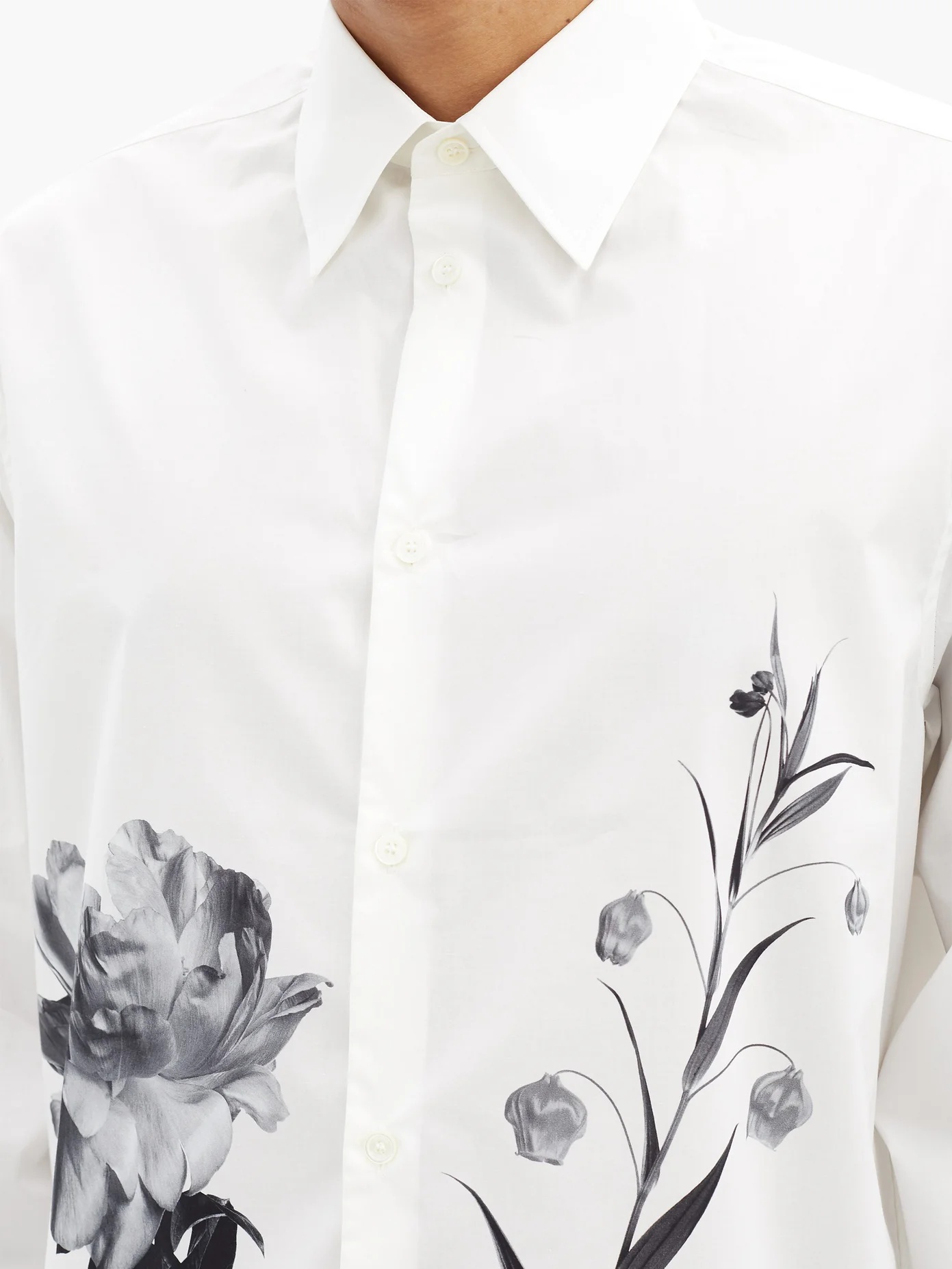 Oversized Flowersity-print cotton-poplin shirt - 3