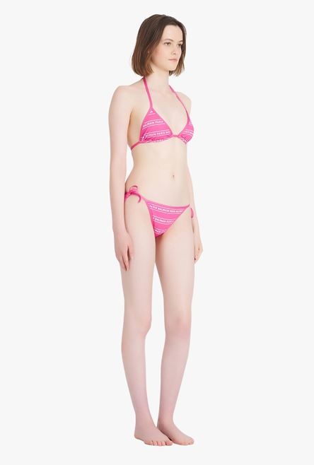 Pink and white bikini with Balmain monogram pattern - 7