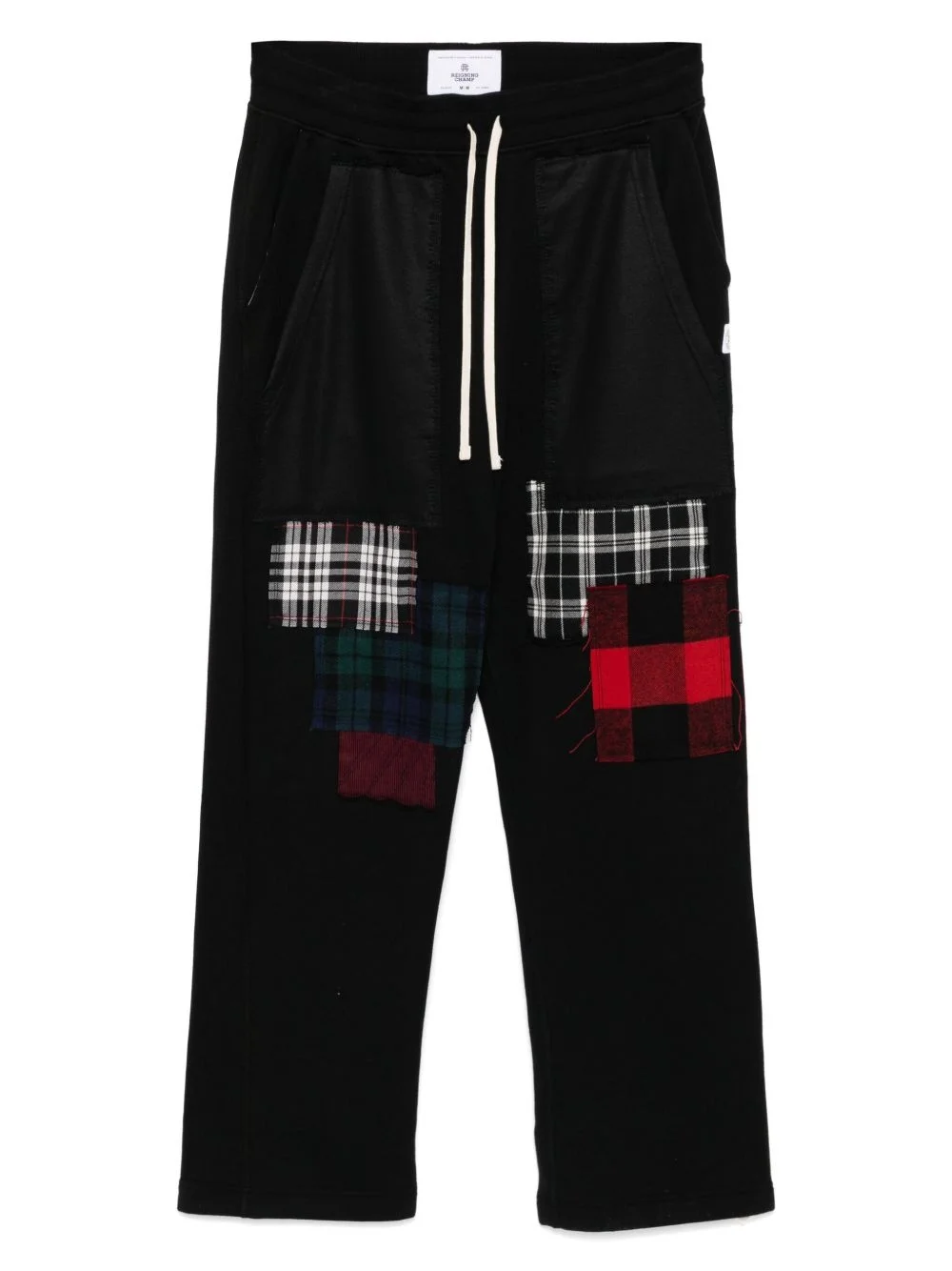 tartan check-patchwork sweatpants - 1