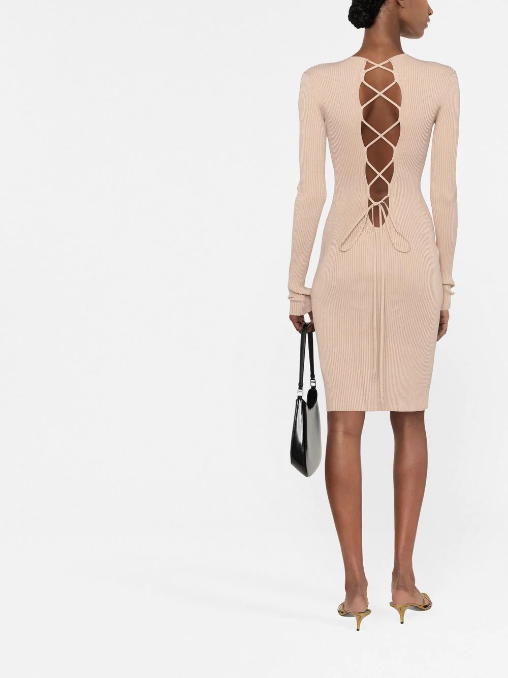 lace-up detailed midi dress - 4