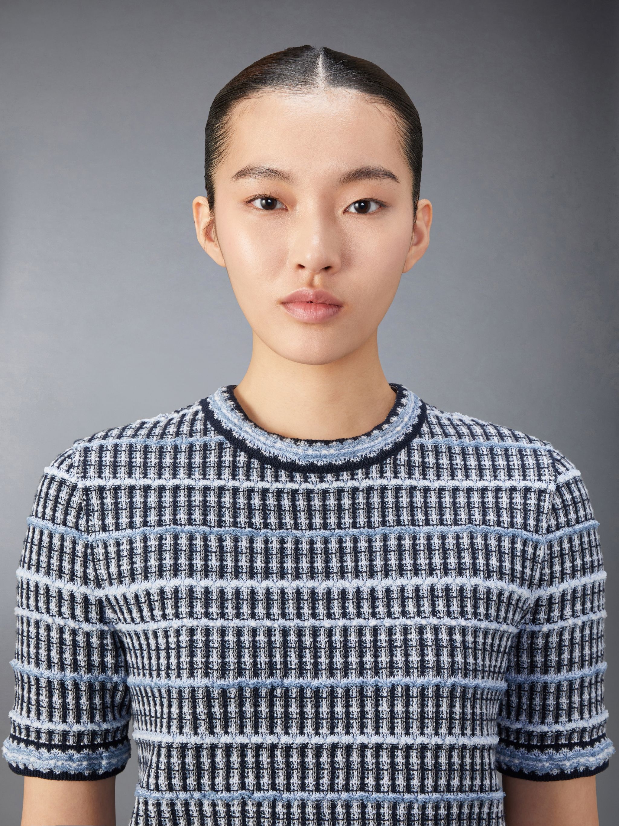 crew-neck tweed top - 6