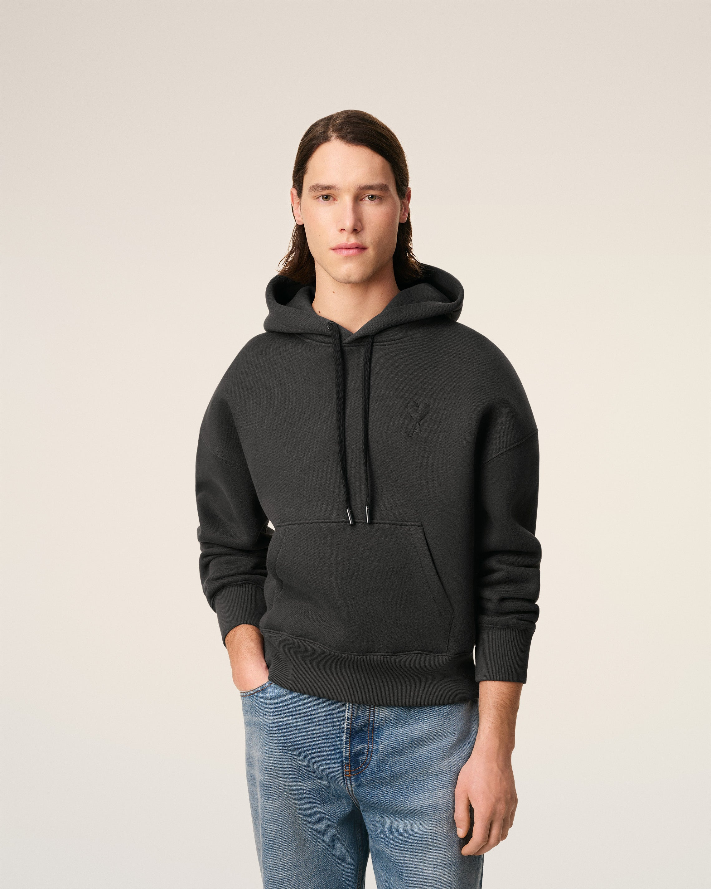 BLACK COTTON AMI DE COEUR HOODIE - 3