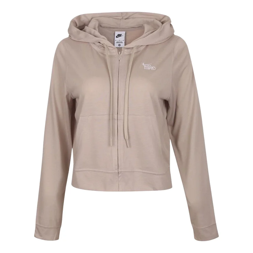 (WMNS) Nike Sportswear Light Weight Jersey Hooded Jacket Asia Sizing 'Light Brown Beige' IU0728-236 - 1