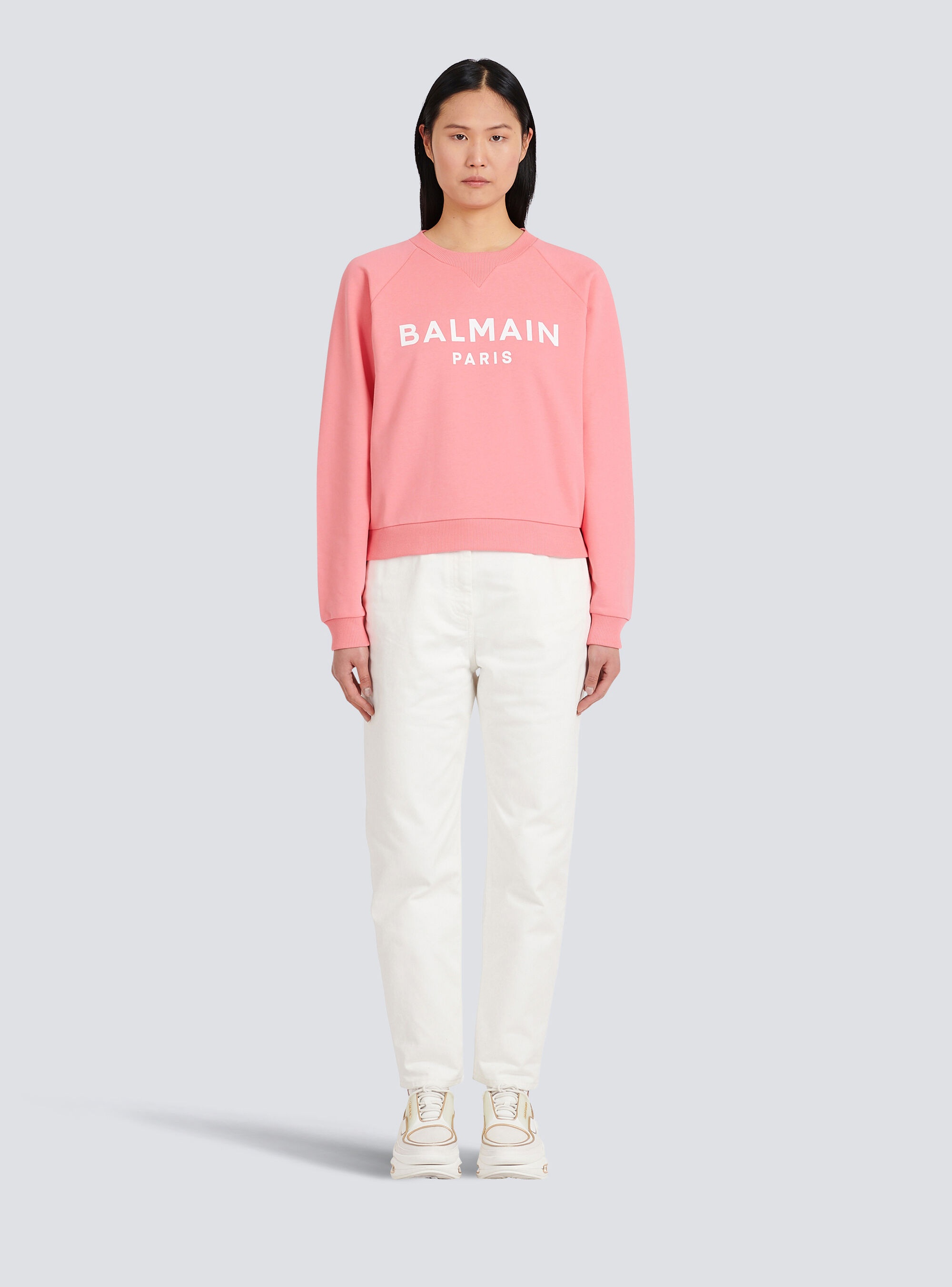 Eco-designed cotton sweatshirt with Balmain logo print - 3