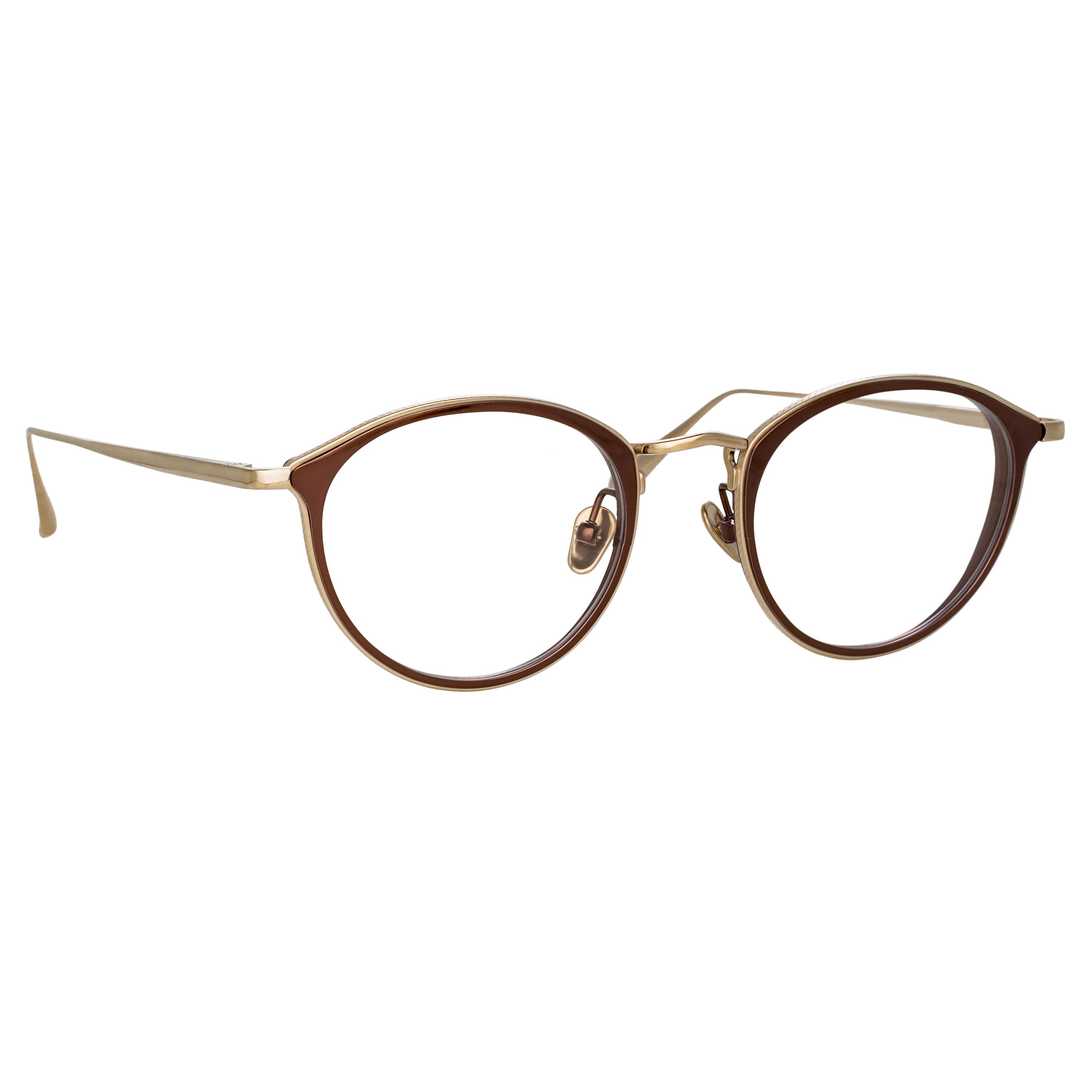 LUIS OVAL OPTICAL FRAME IN LIGHT GOLD AND BROWN - 2