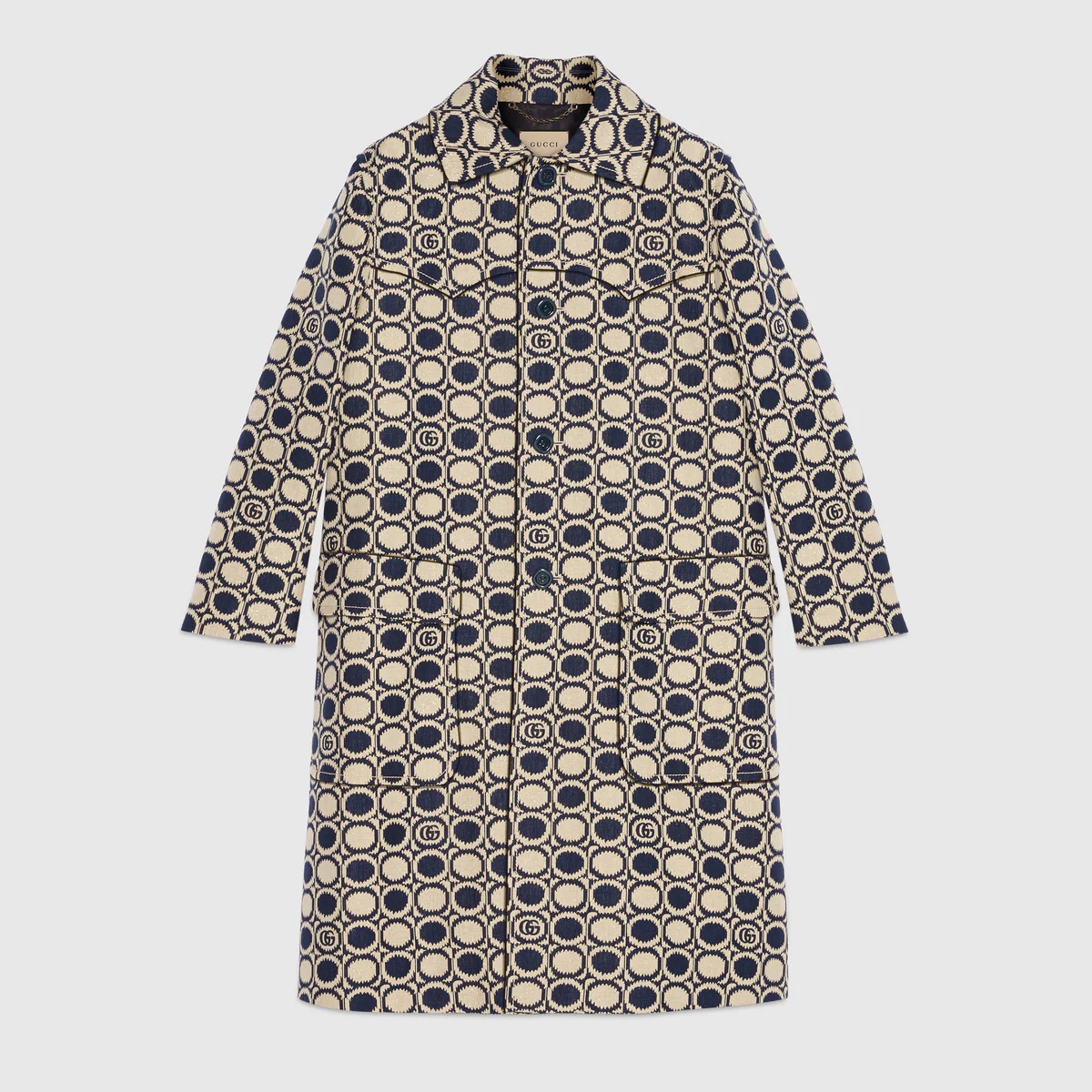 Geometric Double G cotton blend coat - 1