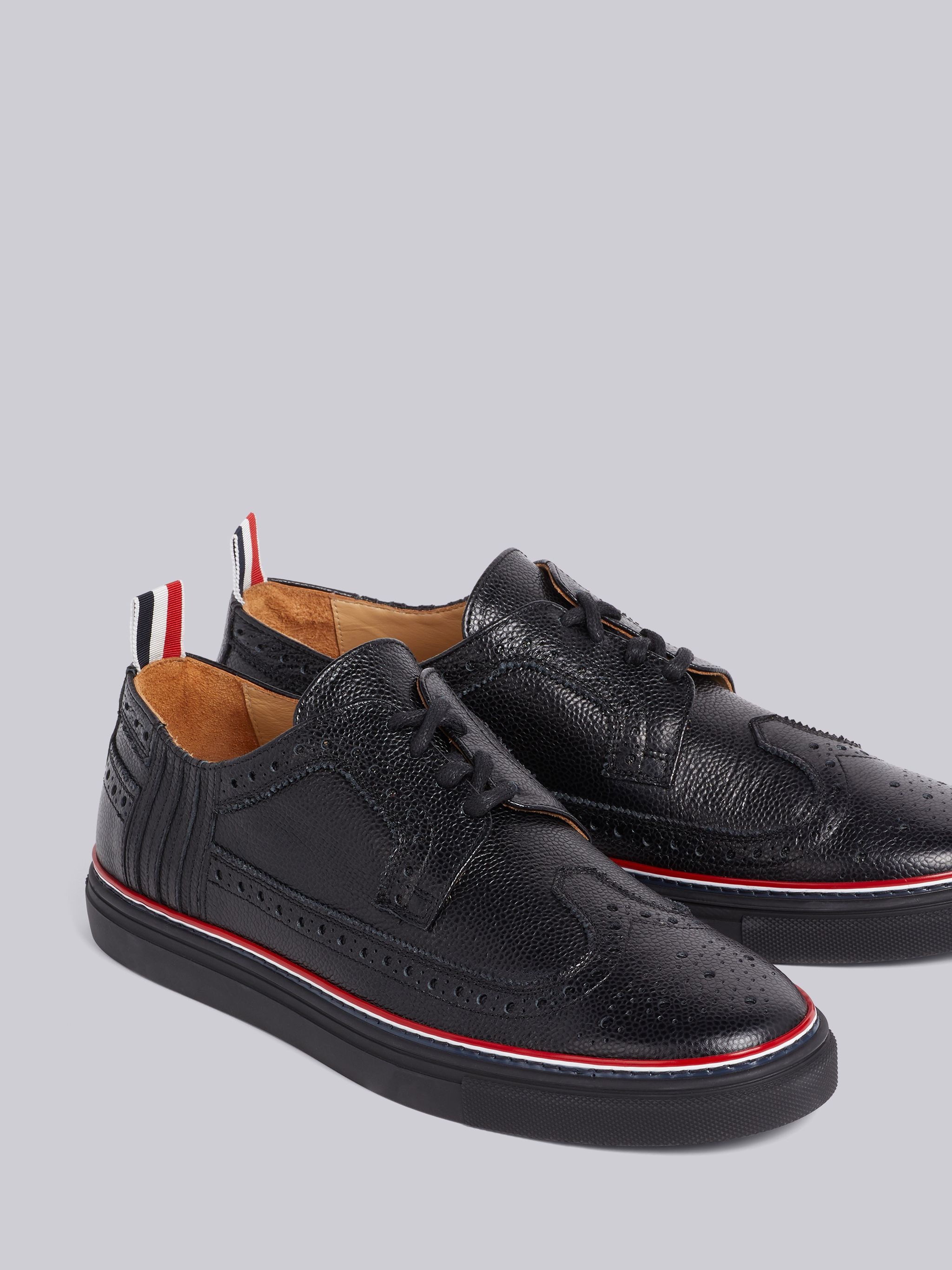 Black Pebbled Brogue Sneaker - 2