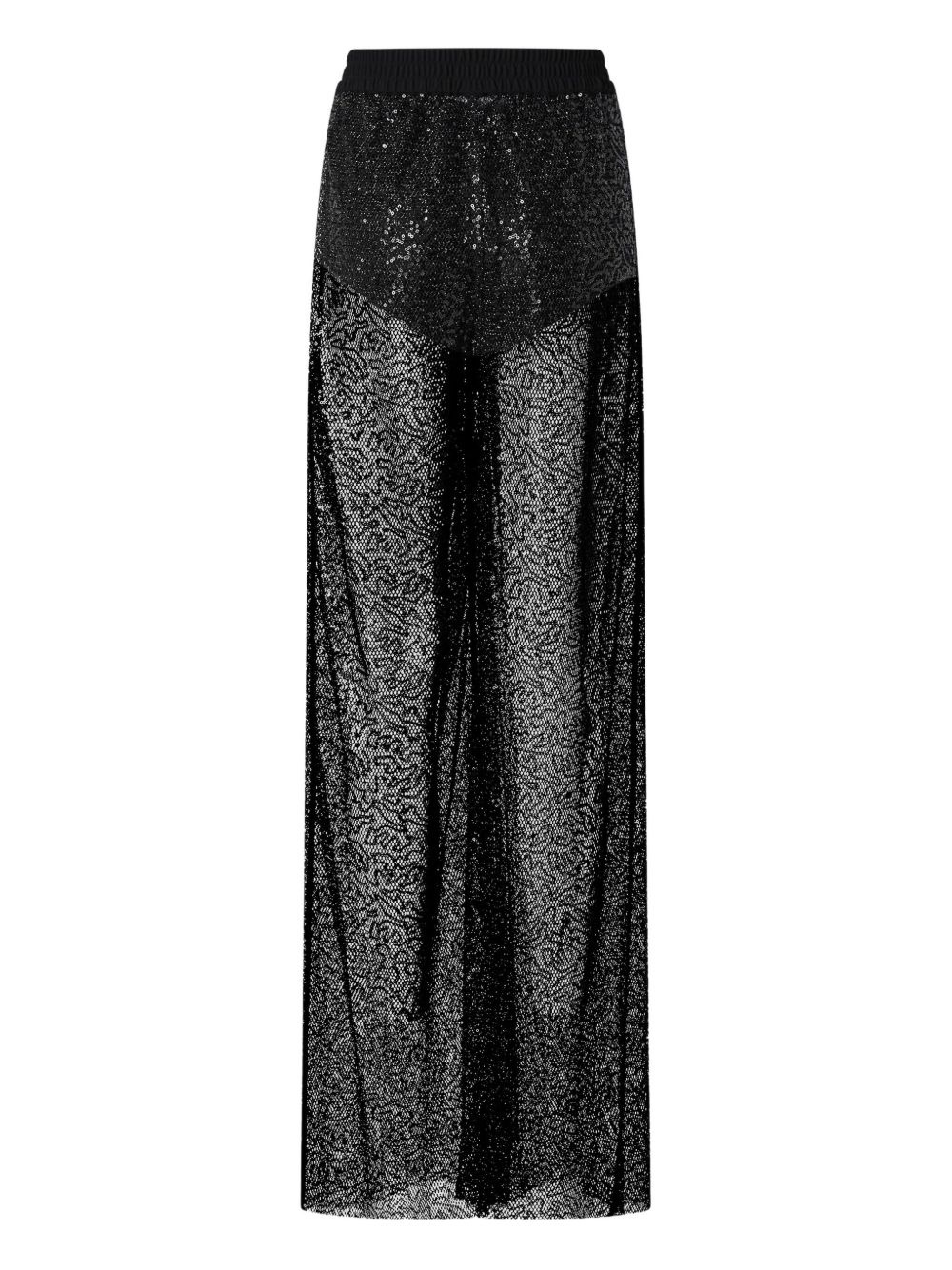 sheer sequinned wide-leg trousers - 2