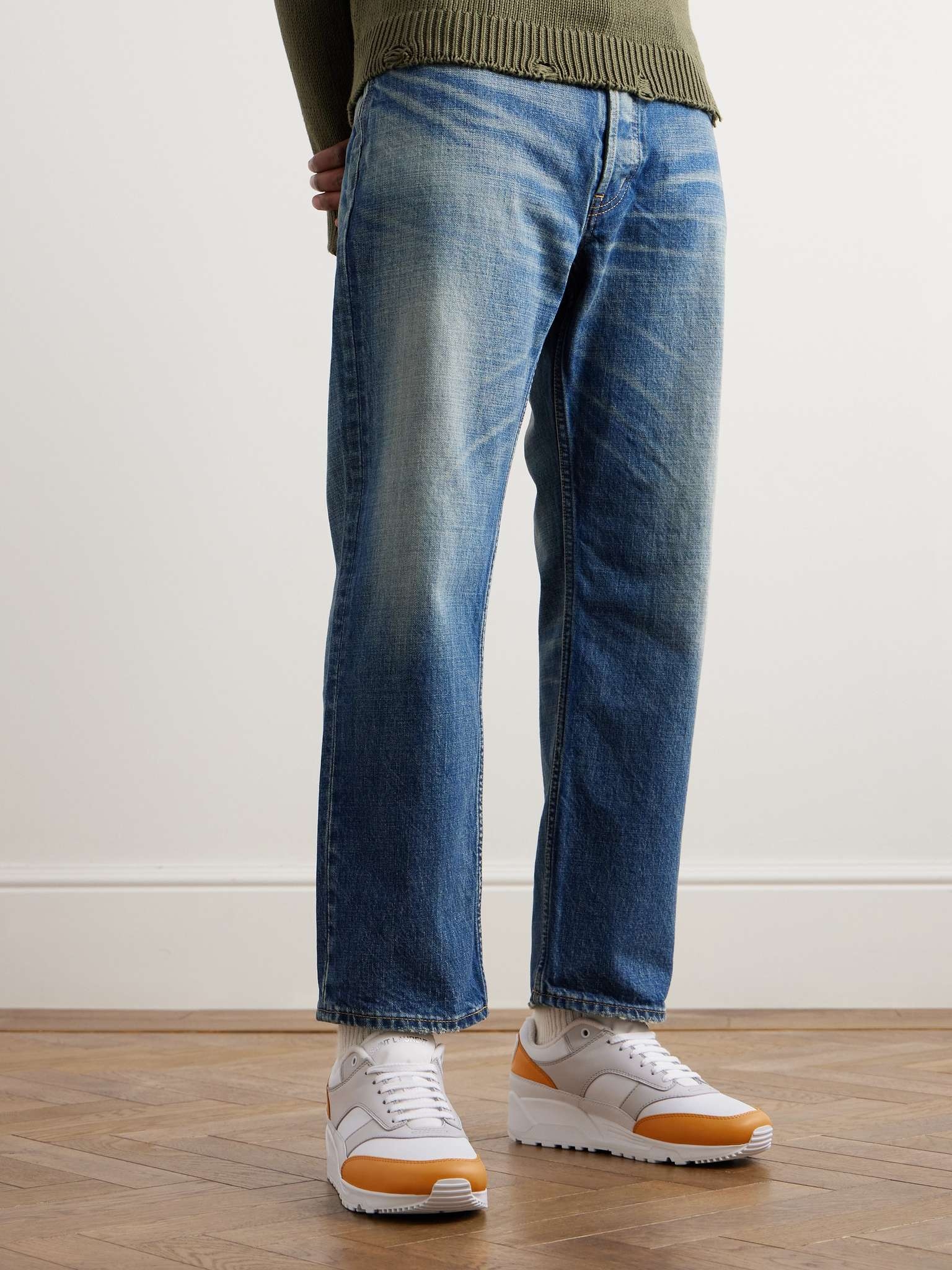 Colour-Block Leather Low-Top Sneakers - 4