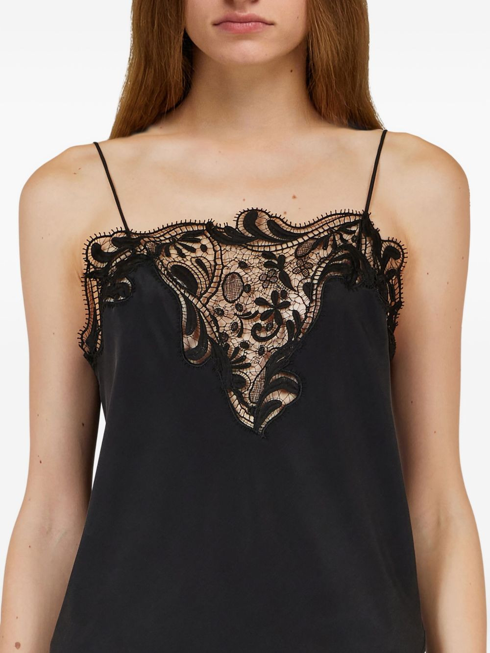 silk embroidered-lace top - 5