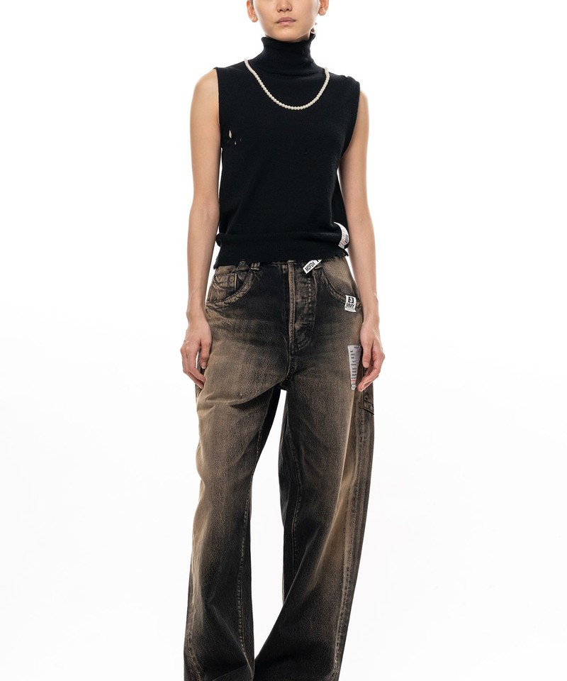 Pearl Distressed Sleeveless Knit Sweater 5