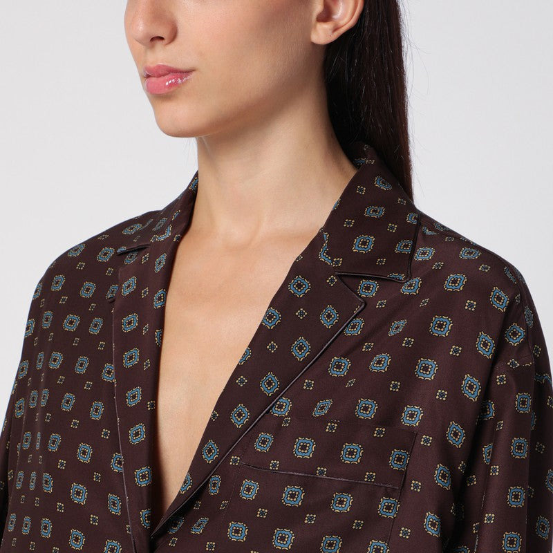 Moschino Brown Silk Patterned Shirt Women - 3