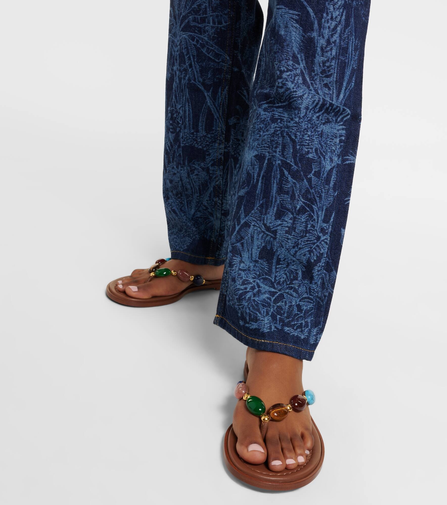 Shanti embellished leather thong sandals - 3