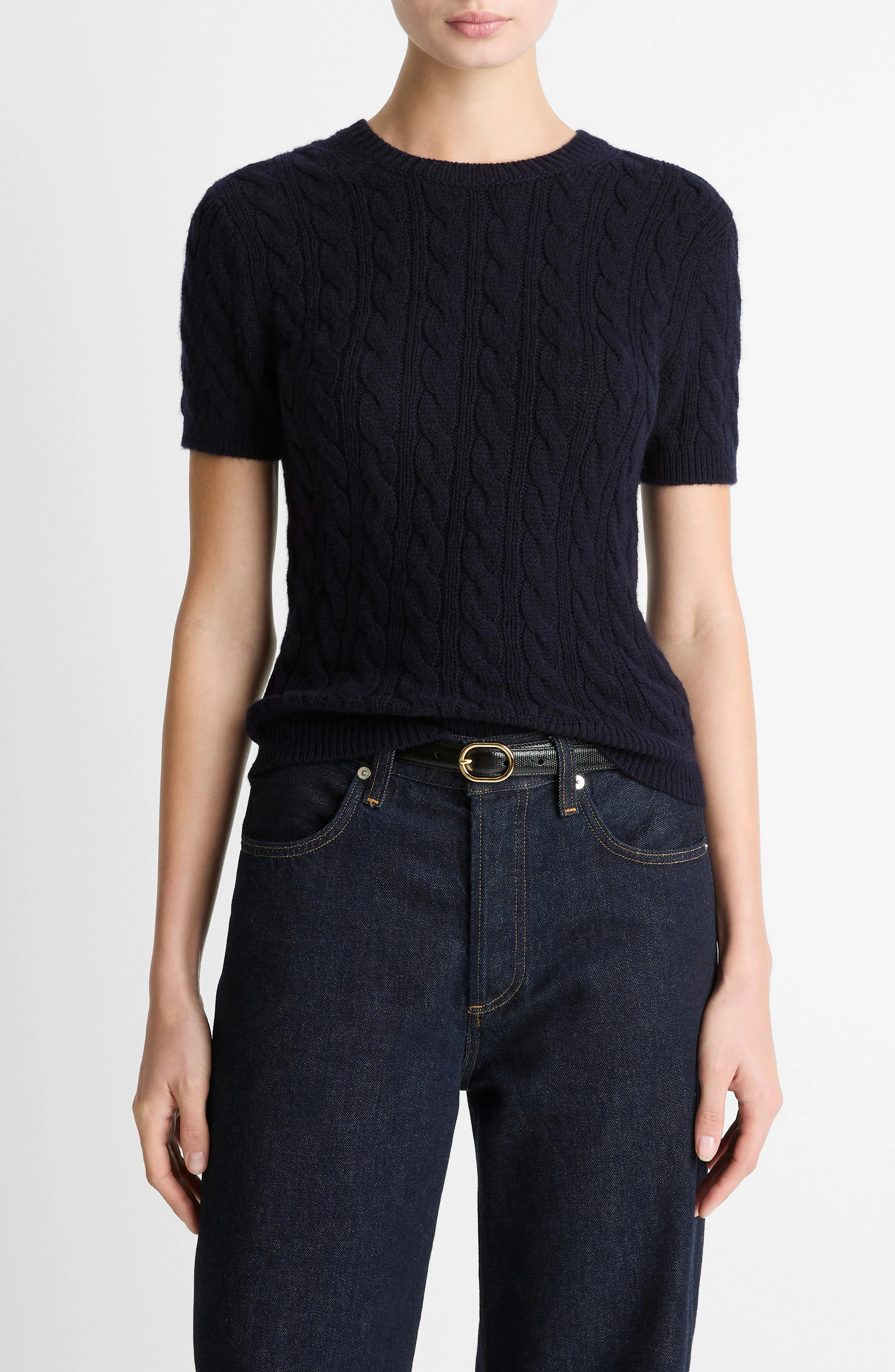 Vince Cable Short Sleeve Sweater in Coastal at Nordstrom - 1