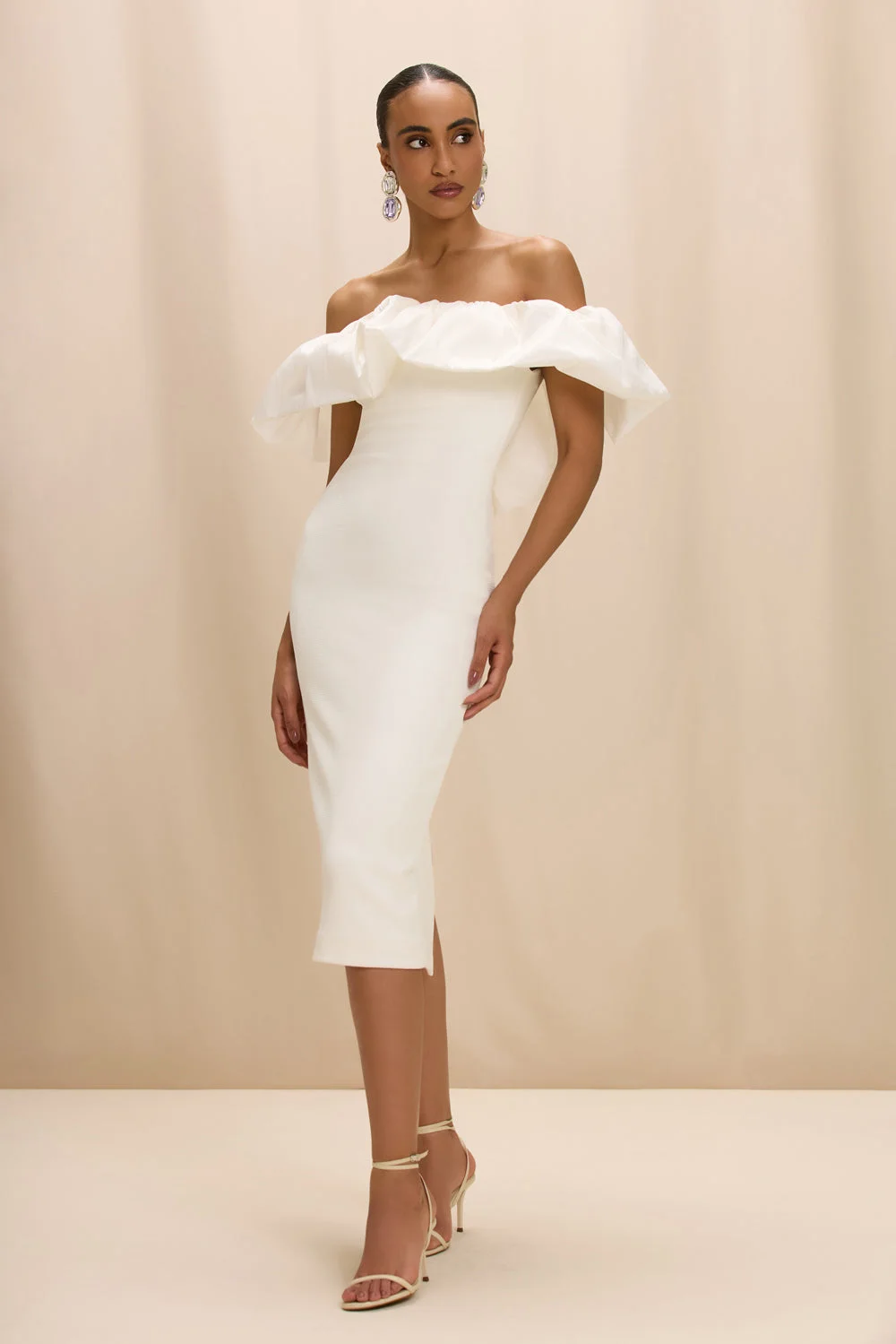 TAFFETA TARSILA RUFFLE MIDI DRESS - 1
