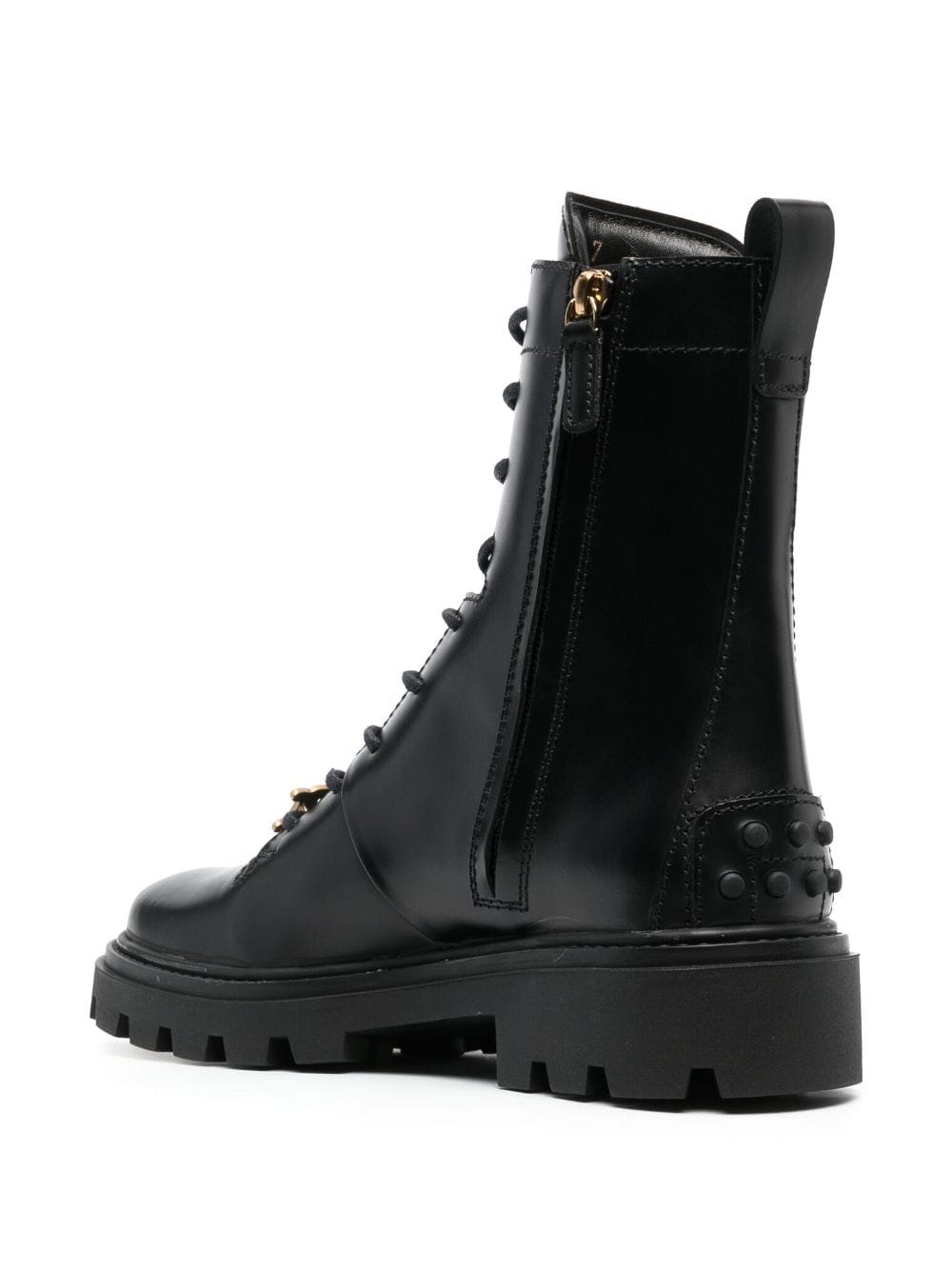logo-plaque leather boots - 3