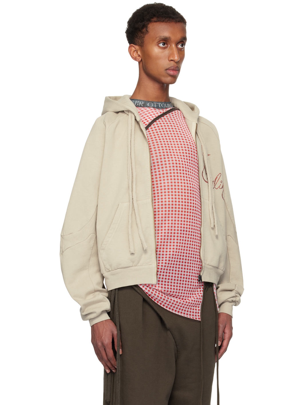 Beige Oversized Zip Hoodie - 2