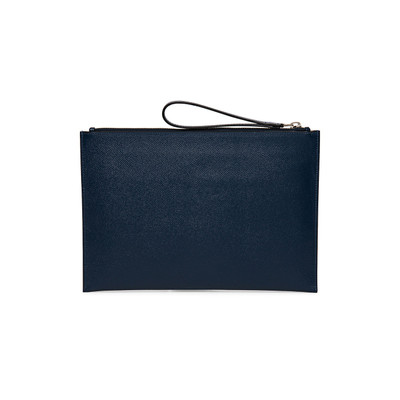 Santoni Blue saffiano leather pouch outlook