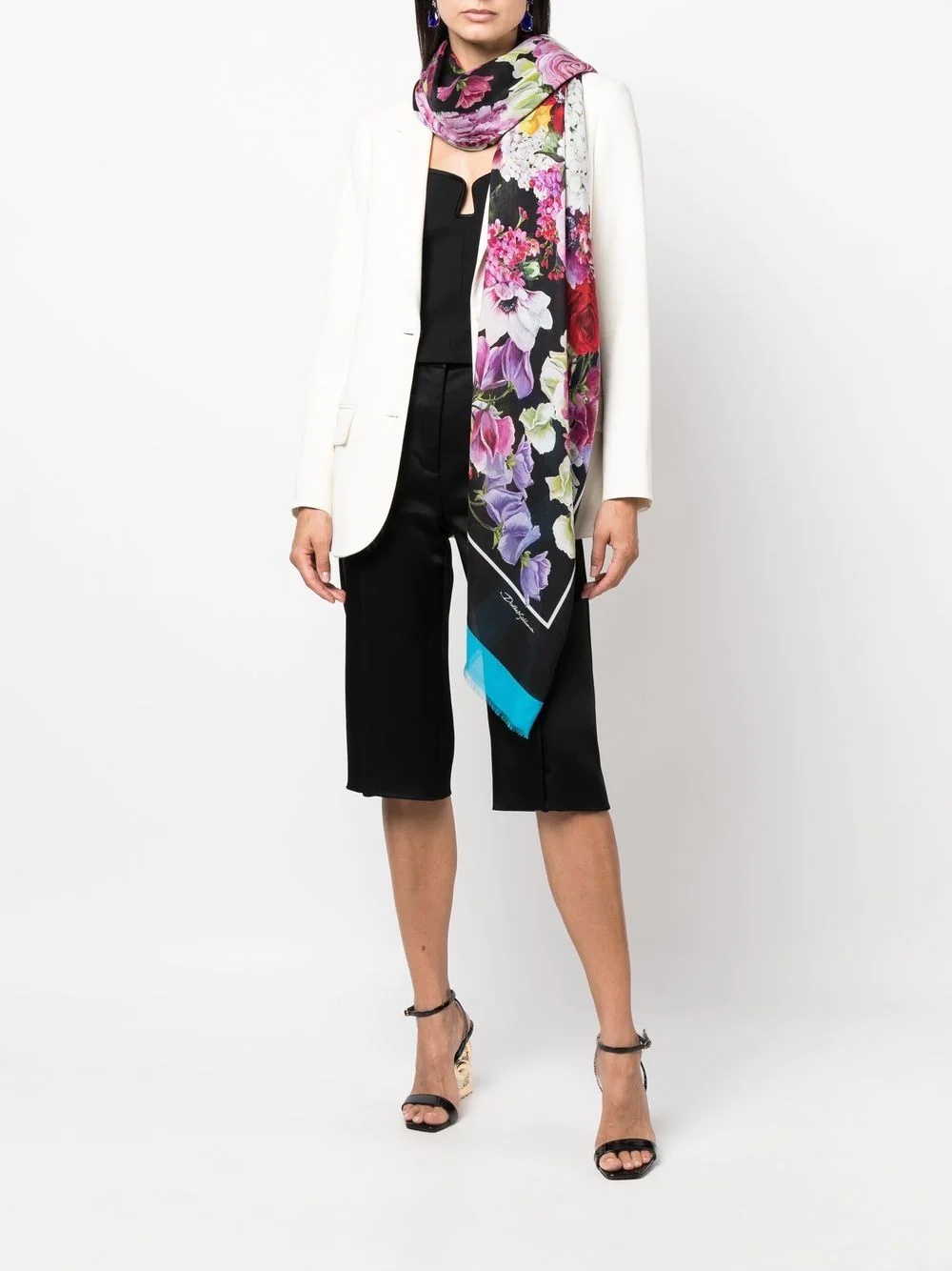 floral-print cashmere scarf - 2