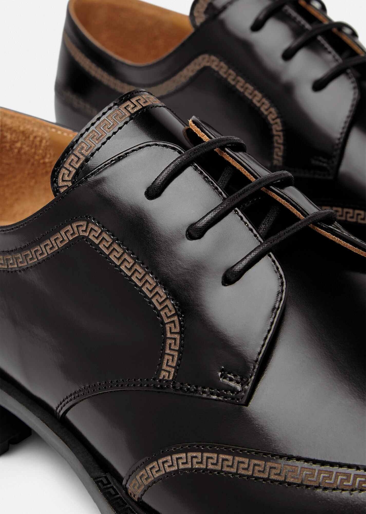 Greca Leather Lace-Up Shoes - 3