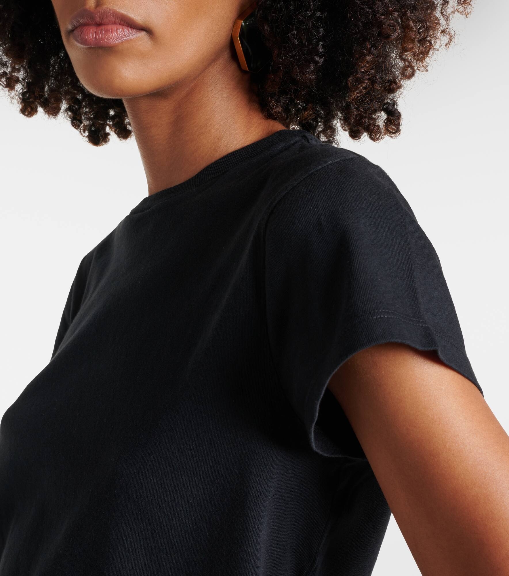 Adine cropped cotton jersey T-shirt - 4