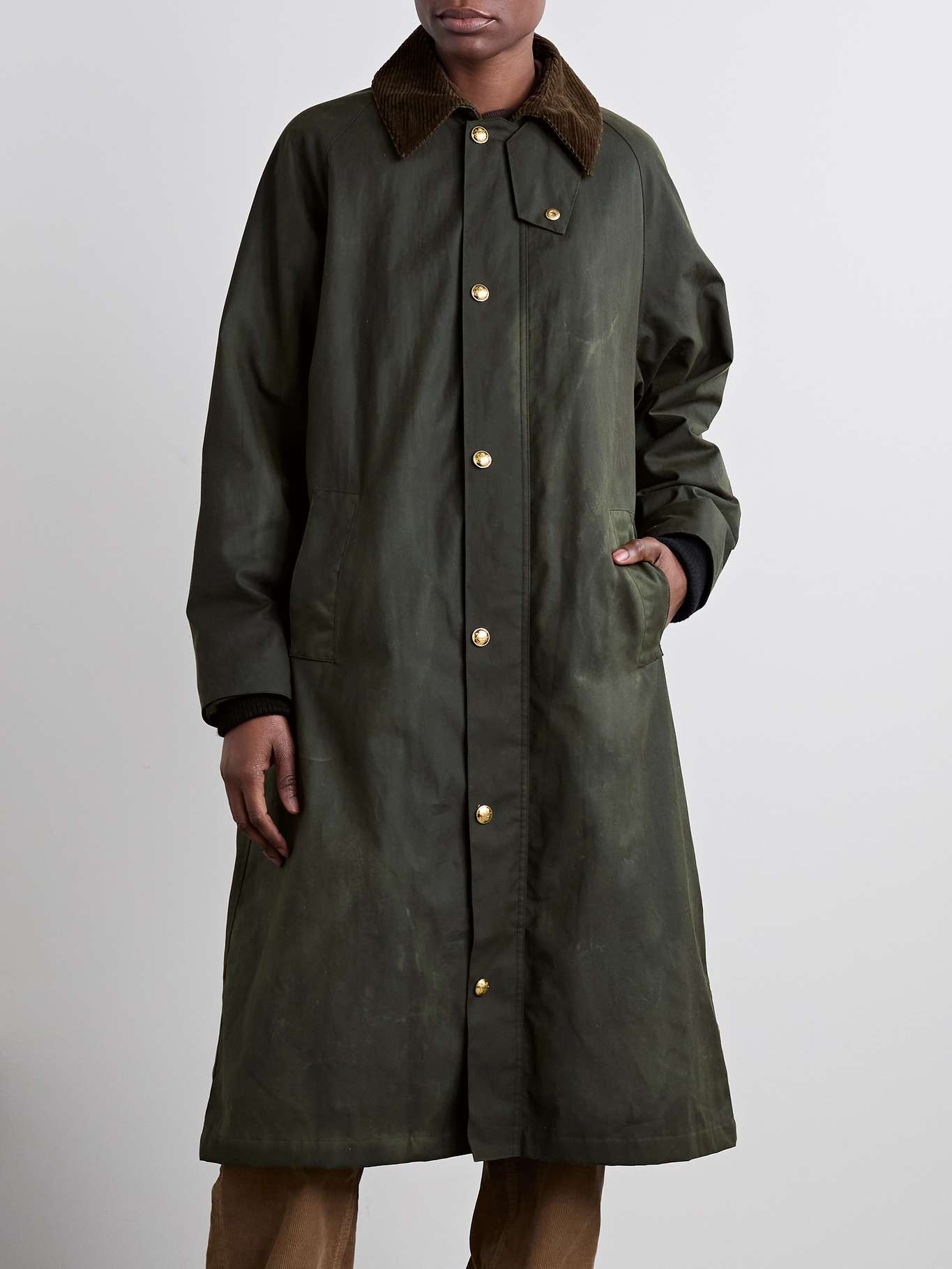 Romauld corduroy-trimmed waxed cotton-canvas coat - 3