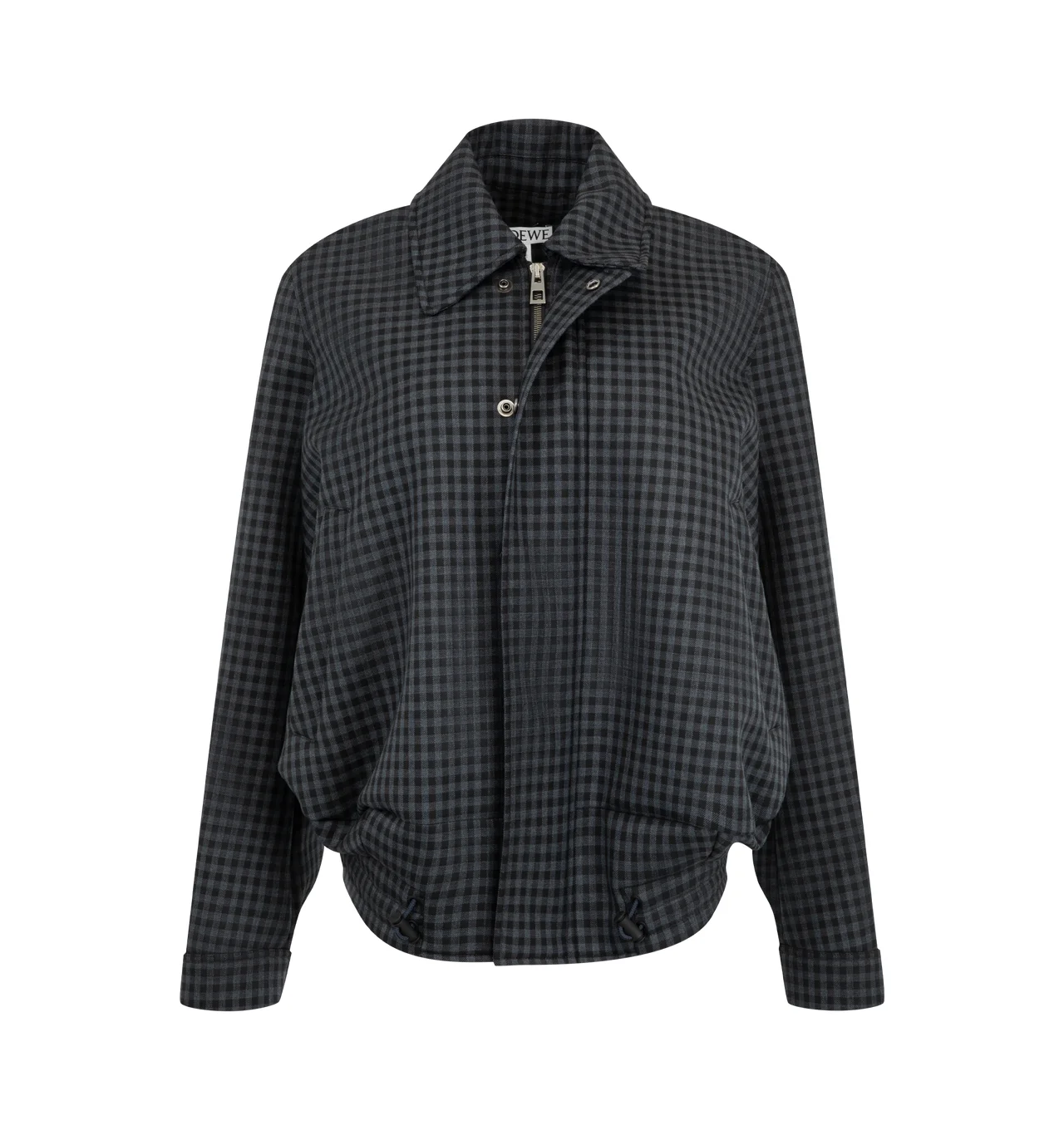 Check Pattern Drawstring Jacket - 1