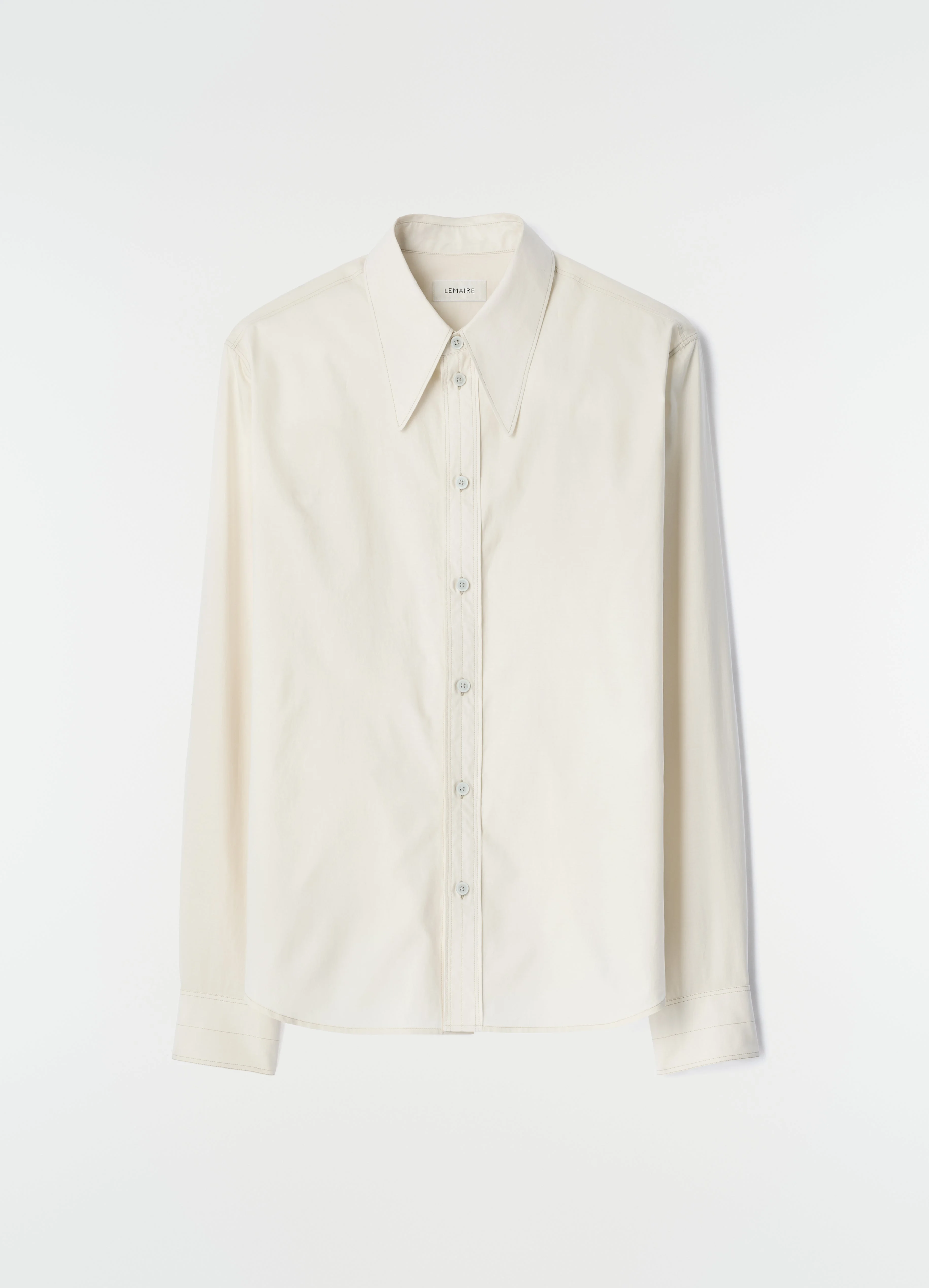 POINTED COLLAR SHIRT IN WASHED COTTON SILK - 1